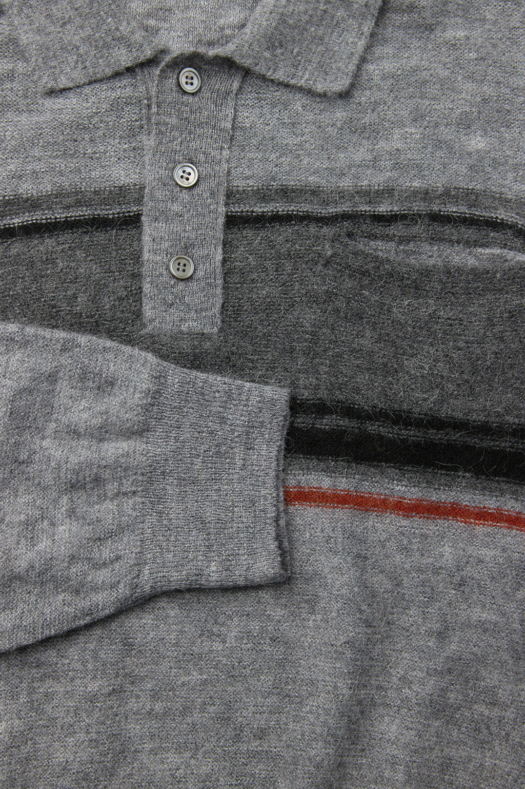 Coor - Alpaca Blend Striped Polo Sweater (Melange Gray) product image 6 | TRAB K-Fashion Australia