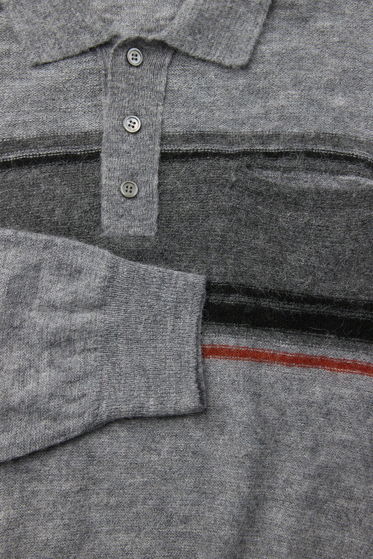 Coor - Alpaca Blend Striped Polo Sweater (Melange Gray) product image 6 | TRAB K-Fashion Australia
