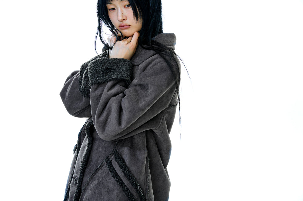 Coyseio - Round Collar Suede Jacket (Charcoal) product image 12 | TRAB K-Fashion Australia