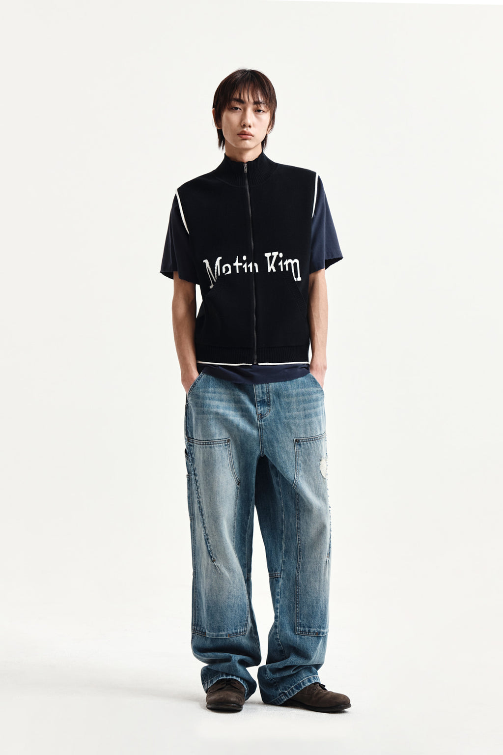 Matin Kim - Matin Kim Spell Point Knit Zip Up Vest (Black) product image 14 | TRAB K-Fashion Australia