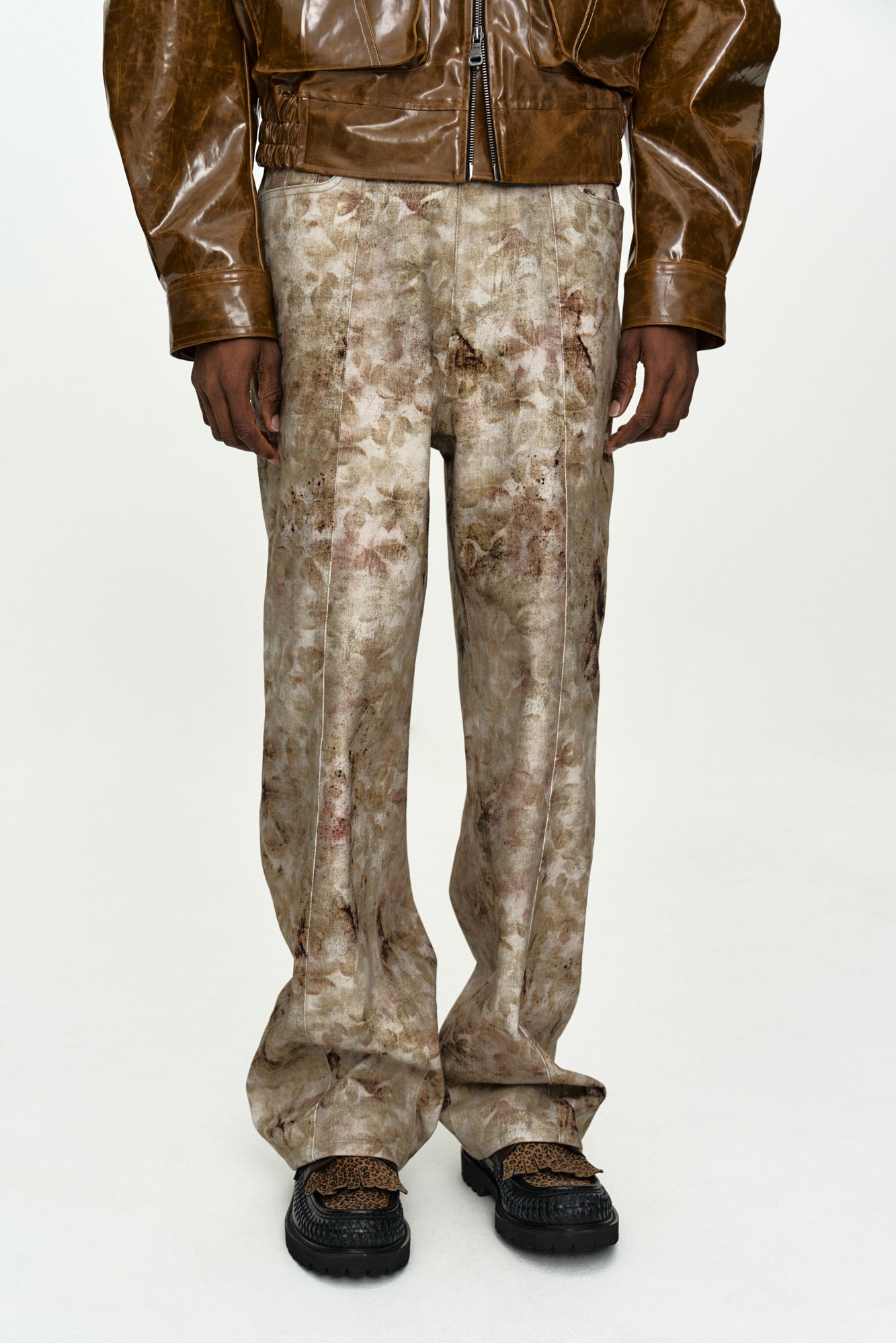 Andersson Bell - Flower Printed Wide-Leg Jeans (Beige) product image 4 | TRAB K-Fashion Australia