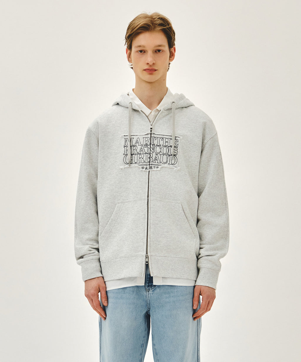 Marithe & Francois Girbaud - Classic Logo Applique Hoodie Zipup (Light Heather Gray) product image 1 | TRAB K-Fashion Australia