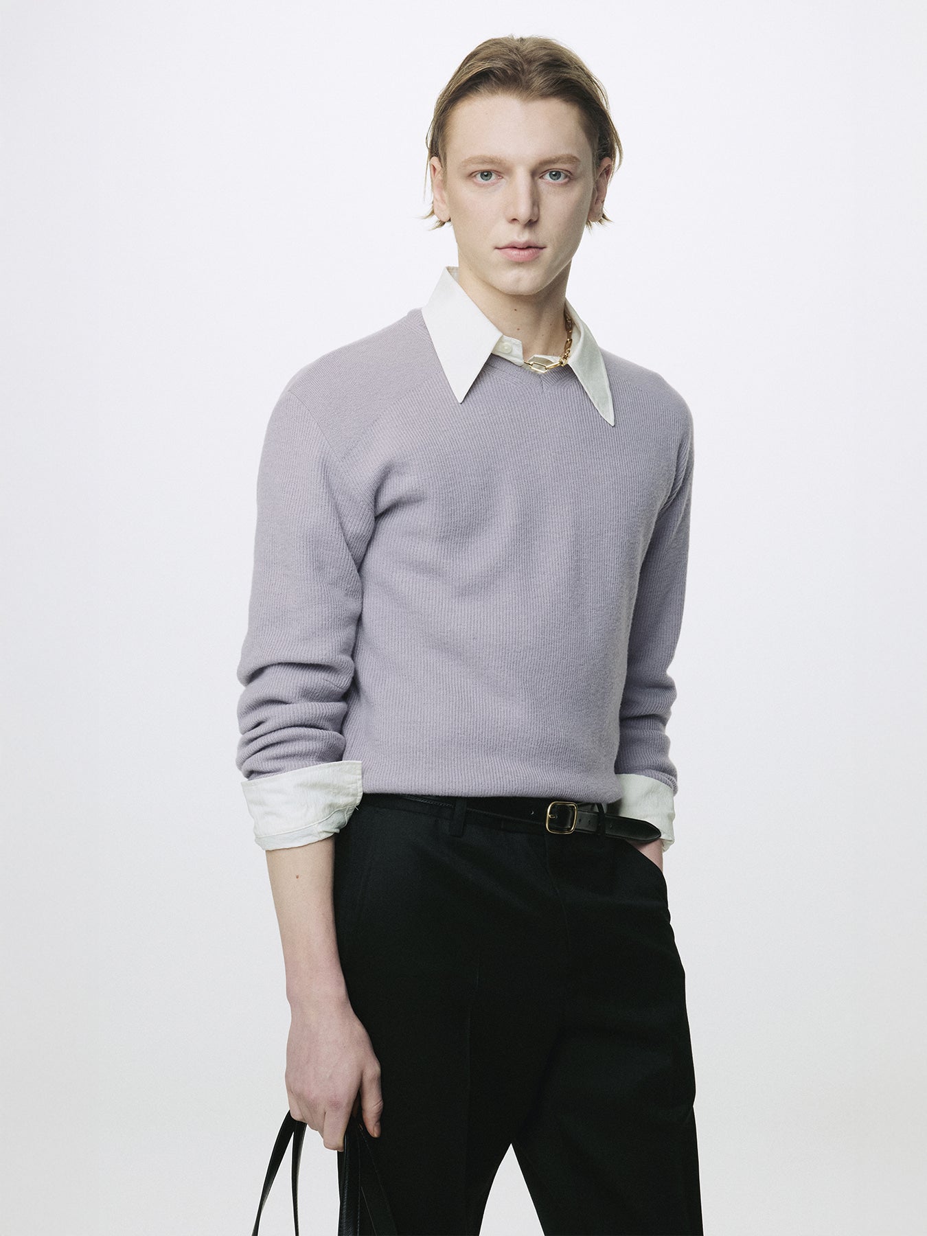 Tonywack - Super Fine Wool Commando V-Neck Knit (Slate Grey) product image 5 | TRAB K-Fashion Australia