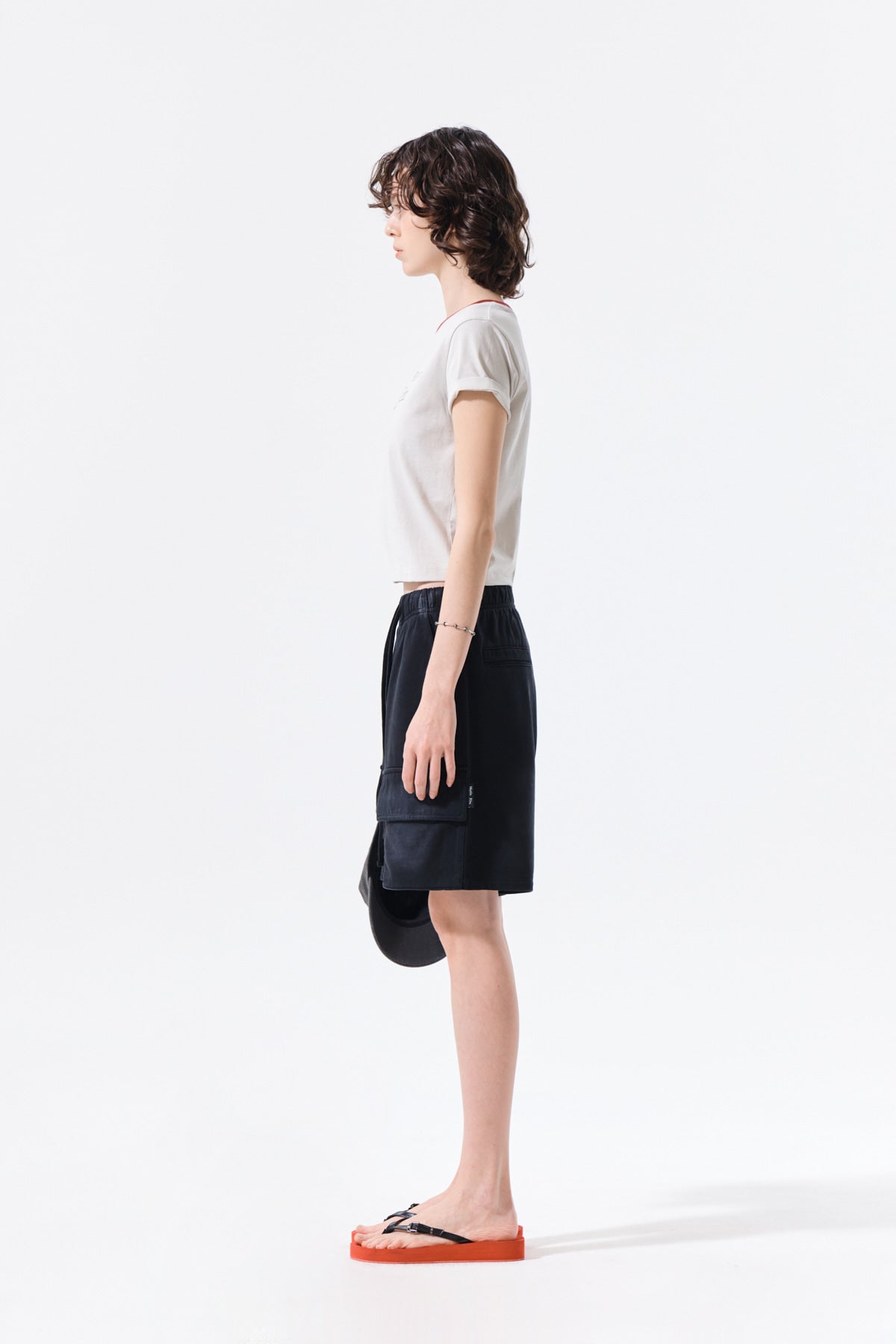 Matin Kim - Tonal Rib Logo Crop Top (Grey) product image 6 | TRAB K-Fashion Australia