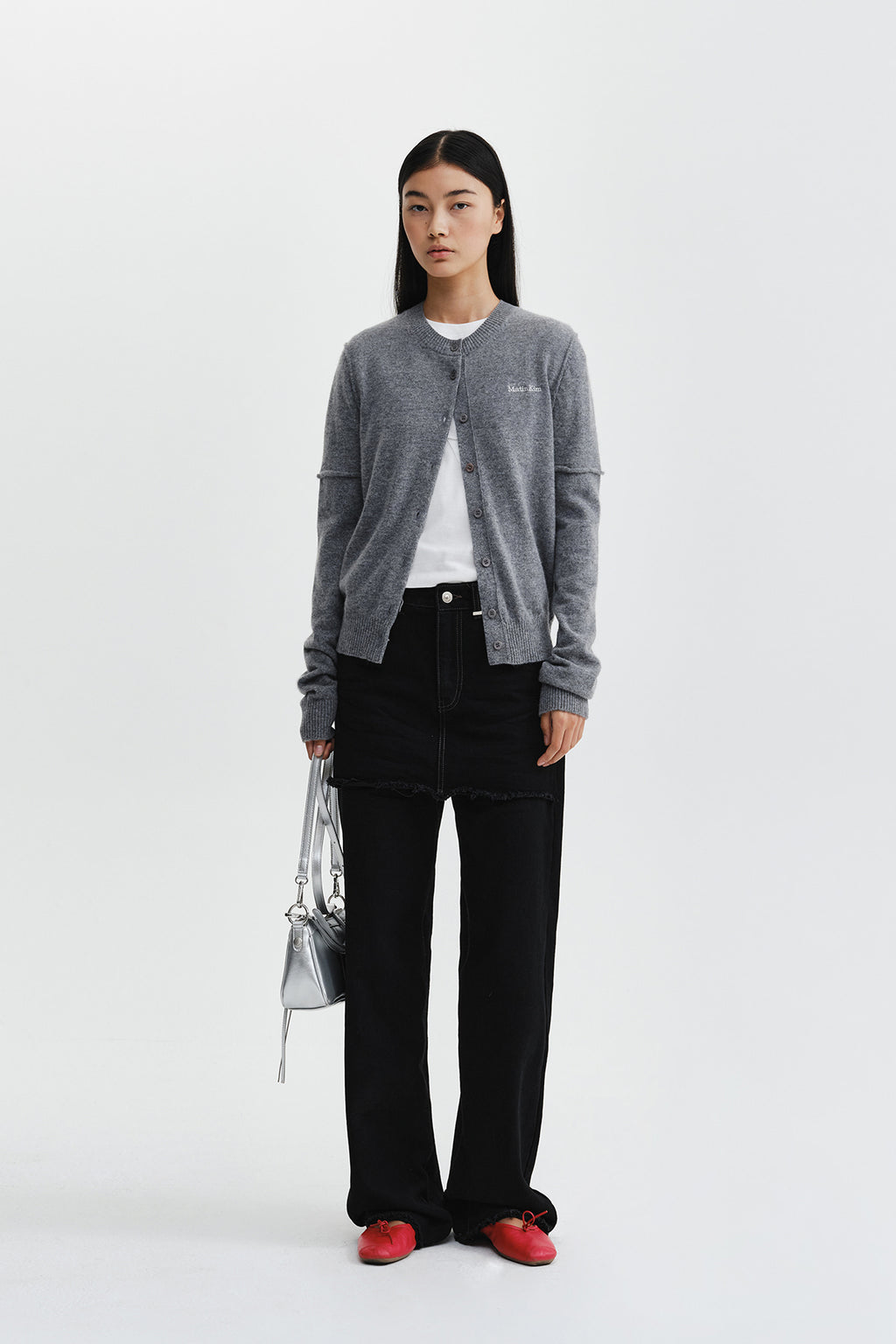 Matin Kim - Skirt Overlay Denim Pants (Black) product image 11 | TRAB K-Fashion Australia
