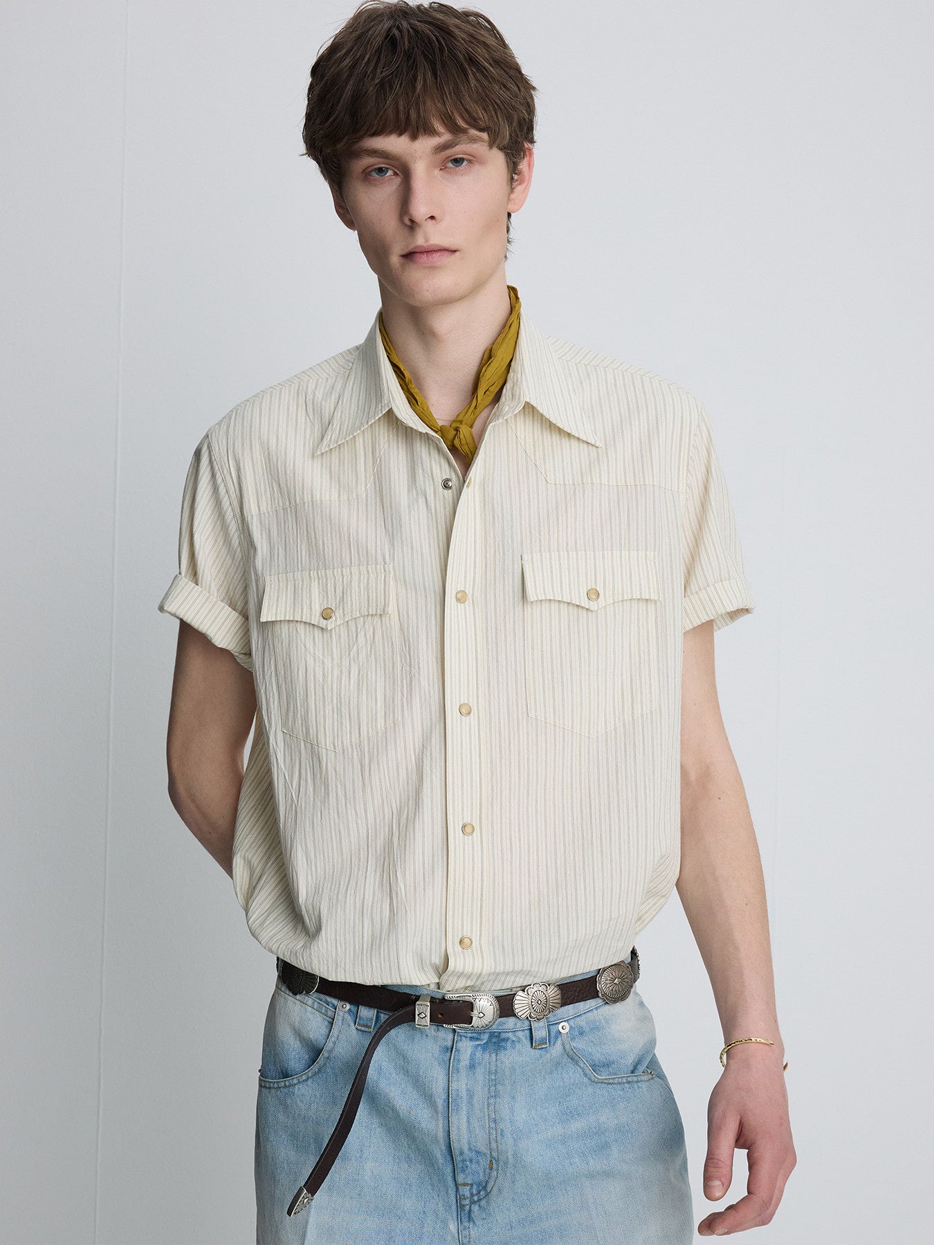 Tonywack - Striped Cotton Western Shirt (Ecru) product image 1 | TRAB K-Fashion Australia