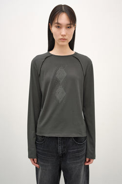 Insilence - Argyle Hotfix Long Sleeve (Khaki) product image 1 | TRAB K-Fashion Australia