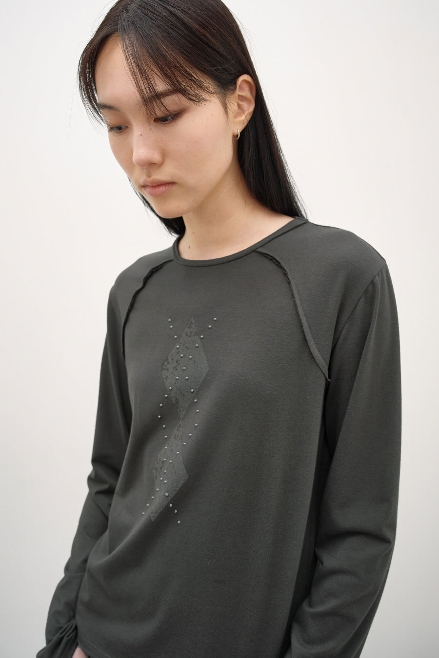 Insilence - Argyle Hotfix Long Sleeve (Khaki) product image 2 | TRAB K-Fashion Australia