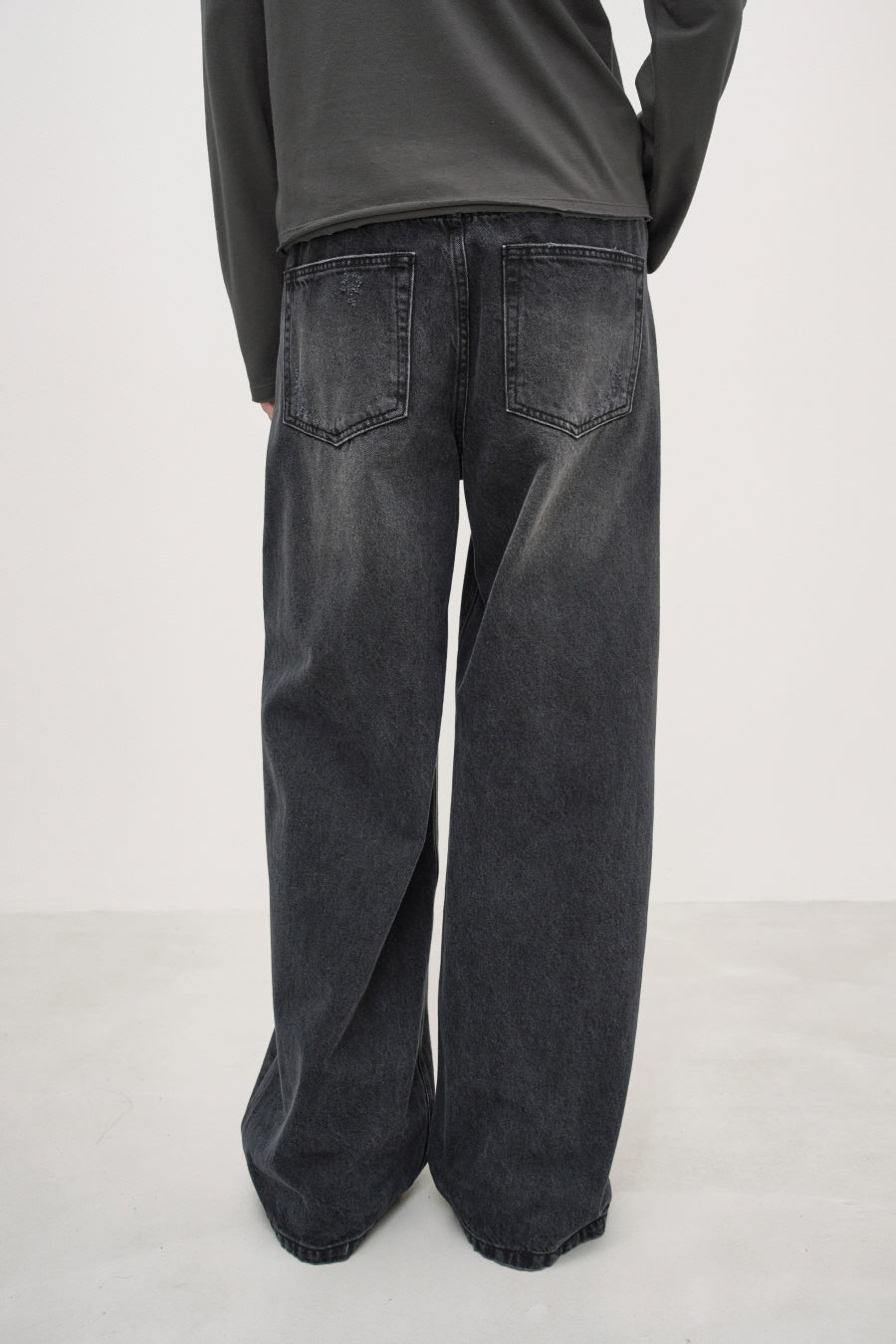 Insilence - Low Waist Wide Jeans (Washed Black) product image 4 | TRAB K-Fashion Australia