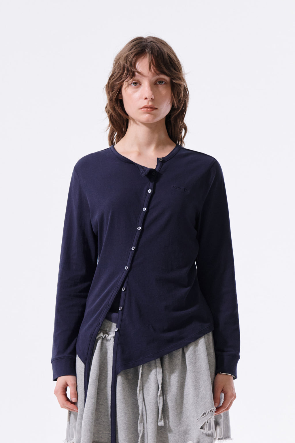 Matin Kim - Asymmetric Button Closure Top (Navy) product image 6 | TRAB K-Fashion Australia