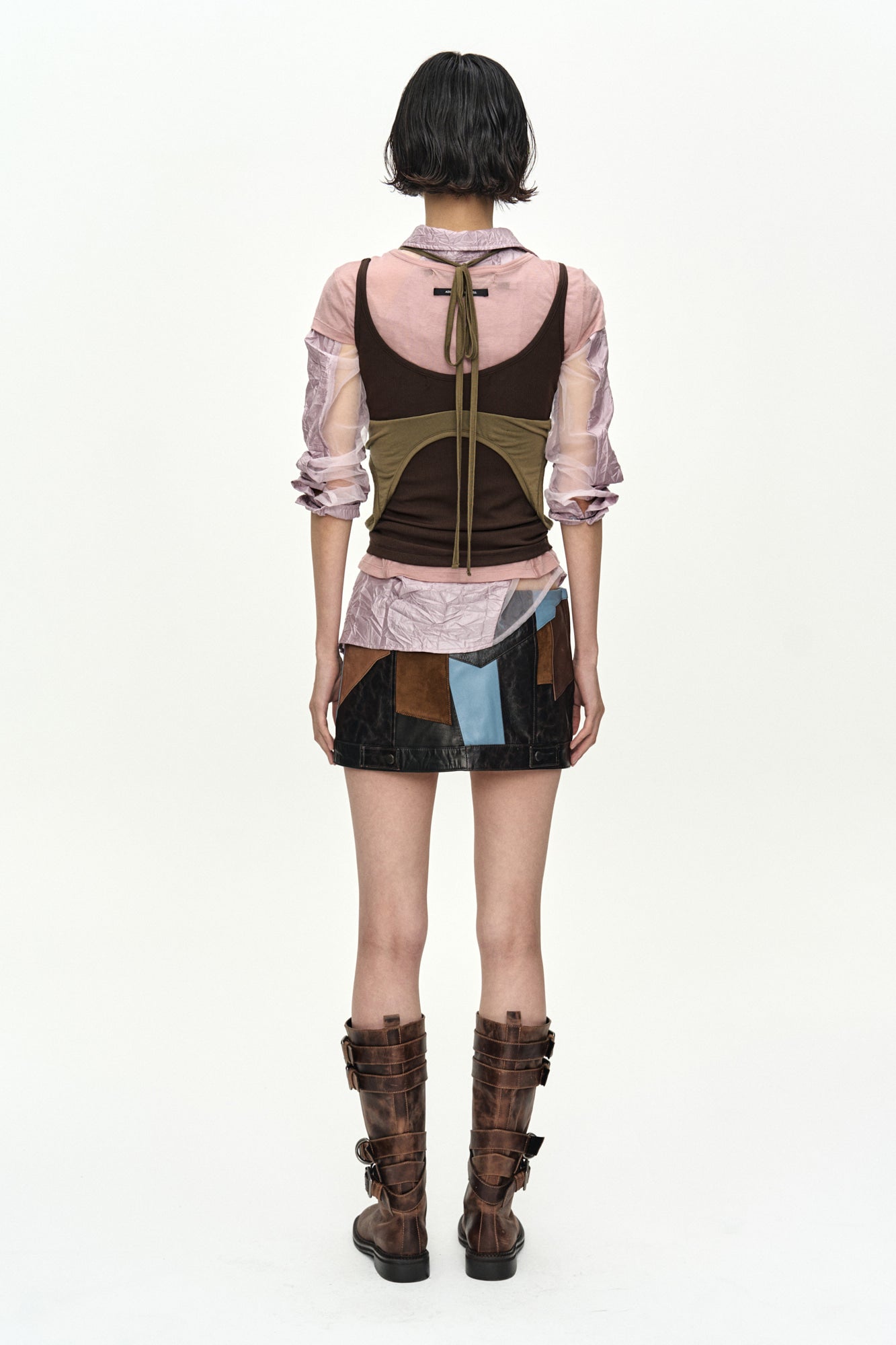 Andersson Bell - [Pre-Order – Ships June 24] Upside-Down Layered T-Shirt (Pink/Brown) product image 4 | TRAB K-Fashion Australia