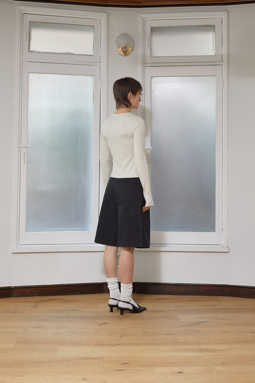 Matin Kim - Finger Hole Logo Printing Top (Light Beige) product image 7 | TRAB K-Fashion Australia