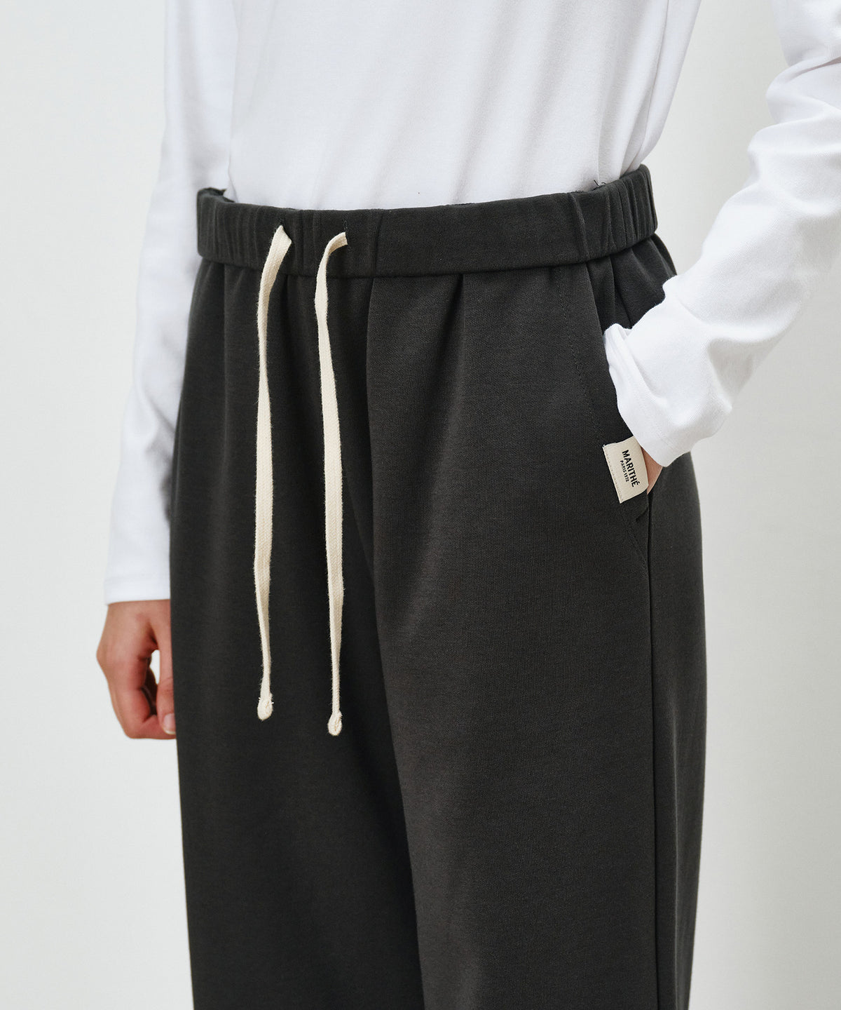 Marithe & Francois Girbaud - Basic Fold-over Sweat Pants (Charcoal) product image 3 | TRAB K-Fashion Australia