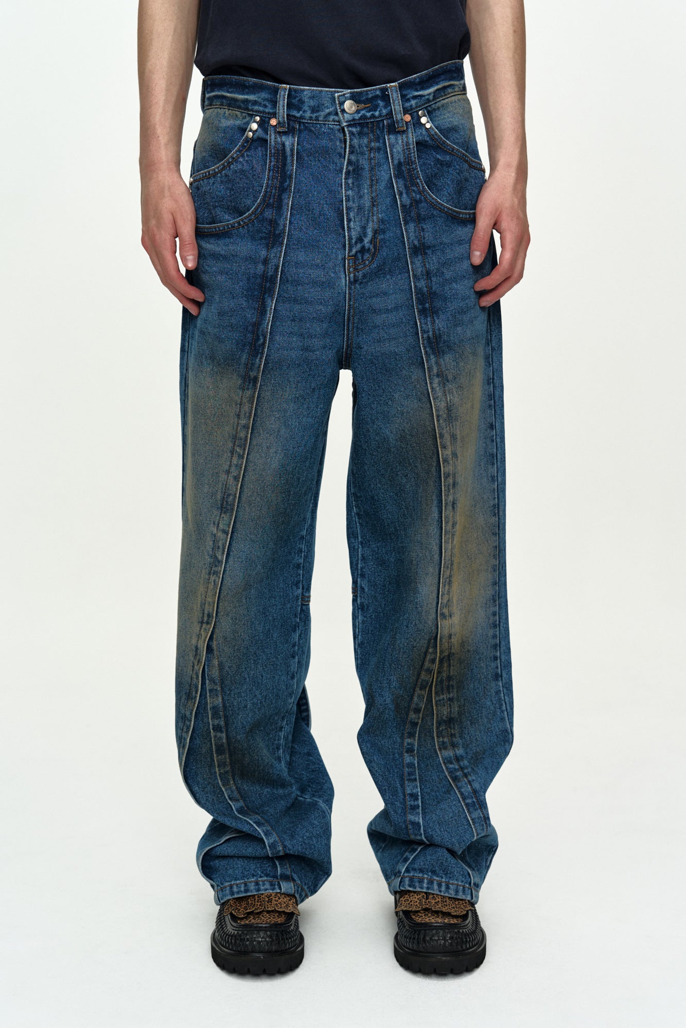 Andersson Bell - Unisex Layered Wide-Leg Jeans (Blue) product image 5 | TRAB K-Fashion Australia
