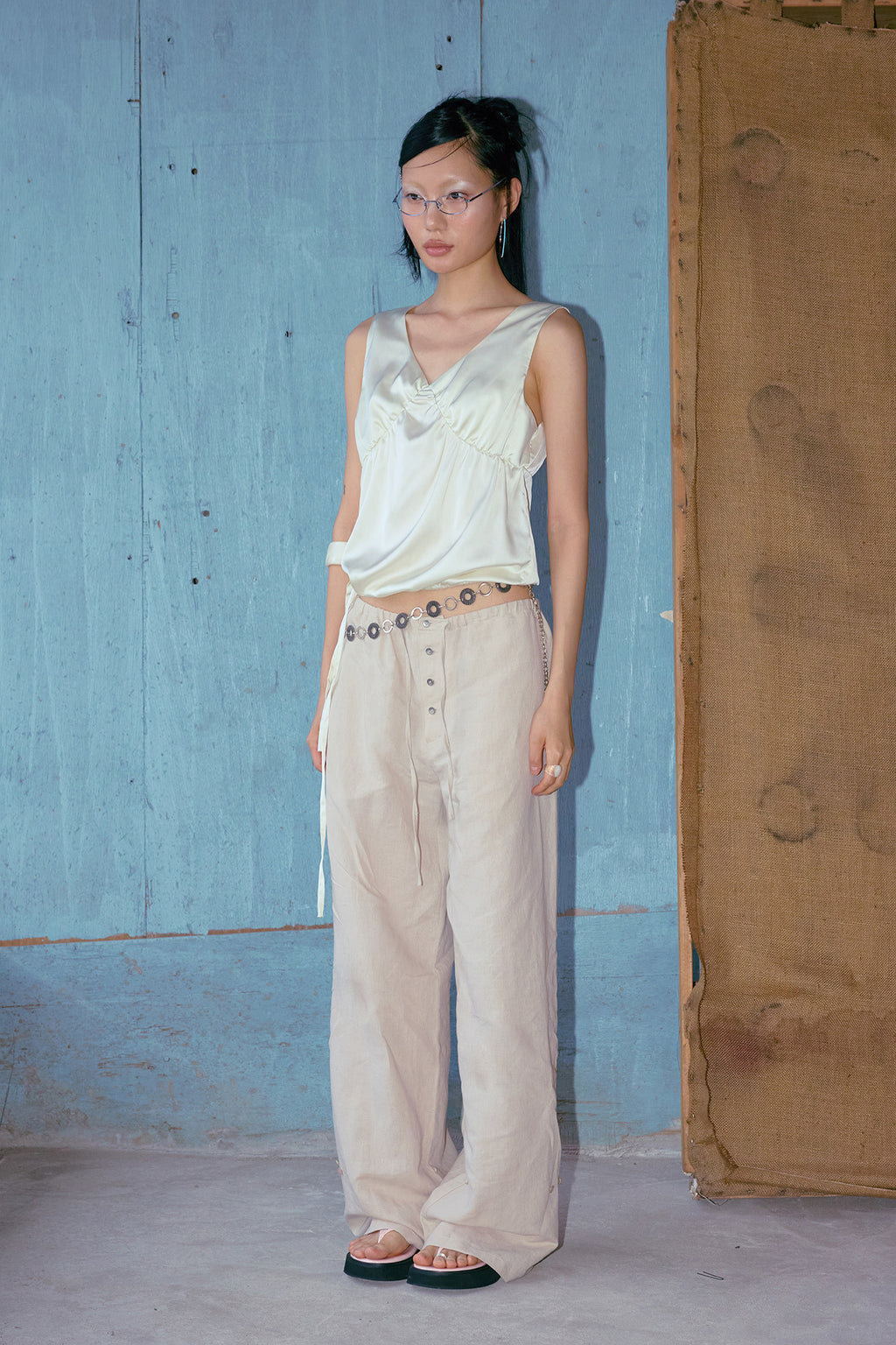 Deinet - Side Button Wide Pants (Beige) product image 2 | TRAB K-Fashion Australia