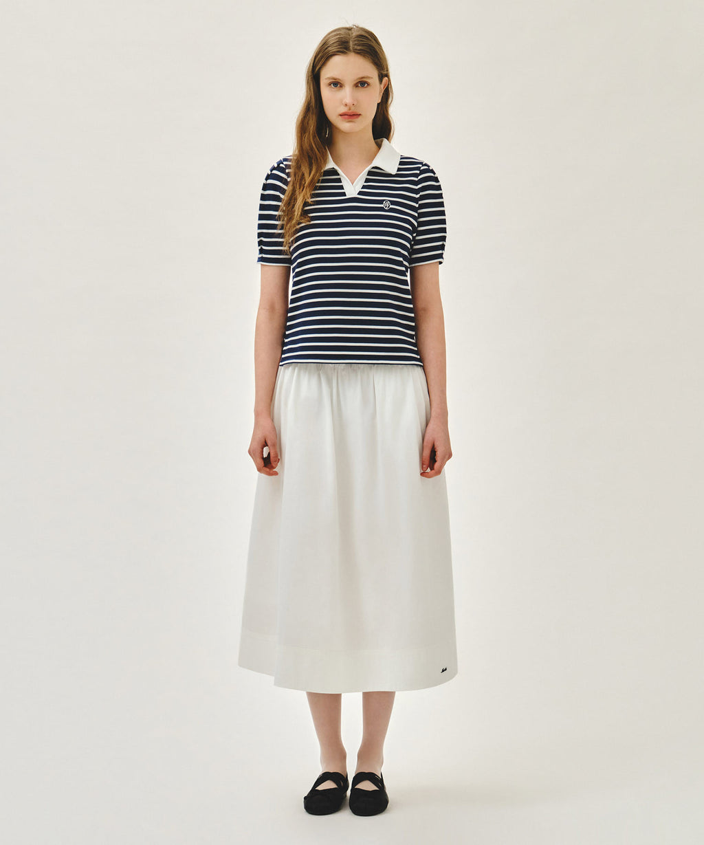 Marithe & Francois Girbaud - Collar Stripe Half Sleeve Crop Sweatshirt (Blue) product image 5 | TRAB K-Fashion Australia
