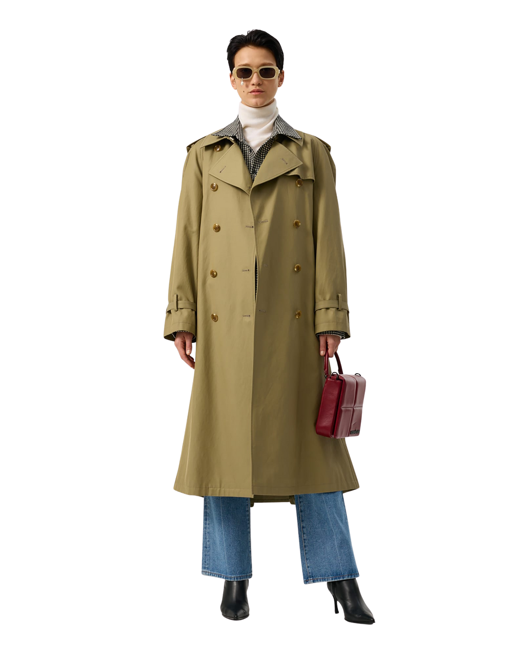 Kimhe Kim - Cotton-Rayon Belted Trench Coat (Olive Green) product image 6 | TRAB K-Fashion Australia