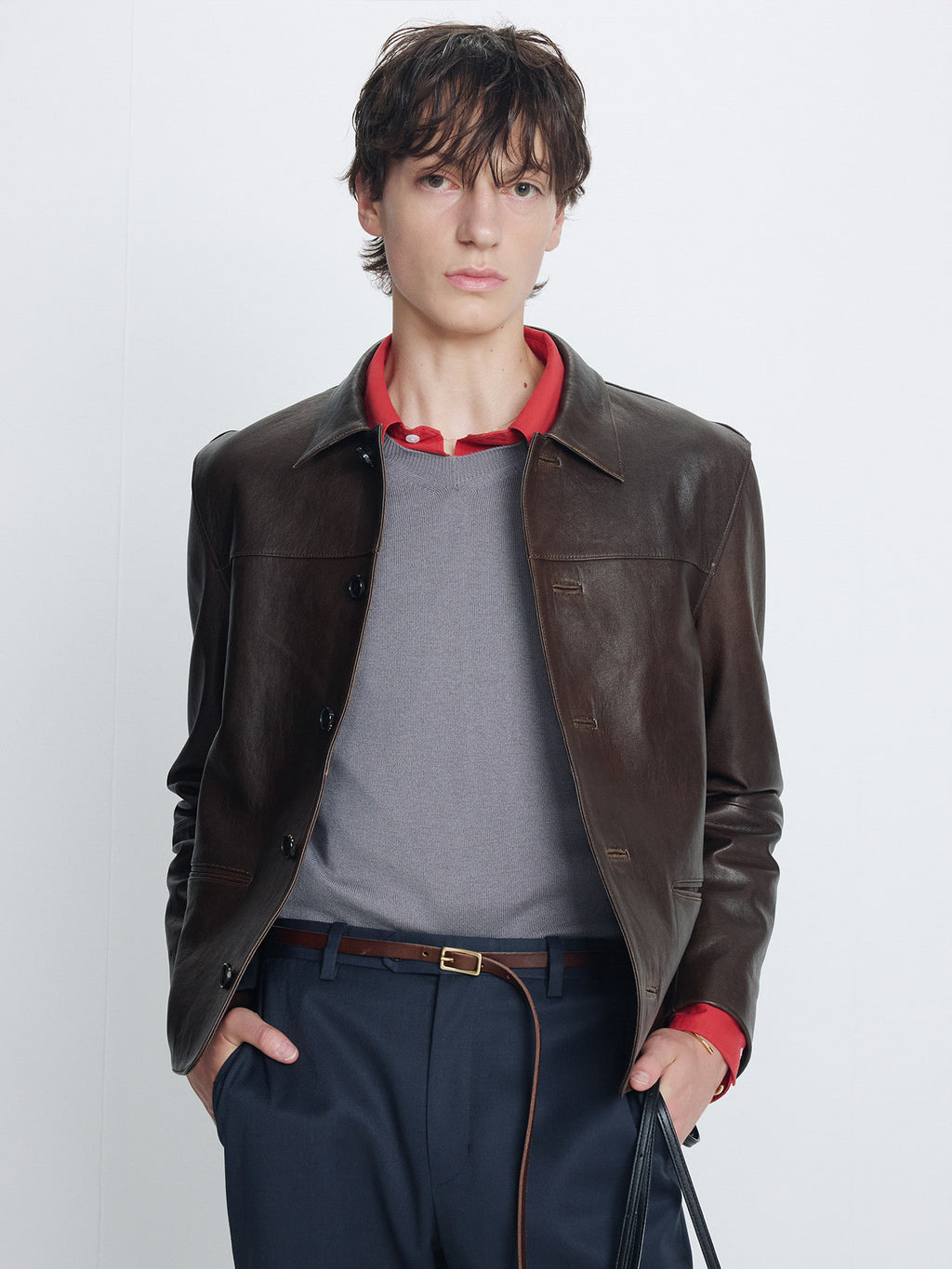 Tonywack - Vegetable Lamb Leather Chore Jacket (Faded Brown) product image 3 | TRAB K-Fashion Australia