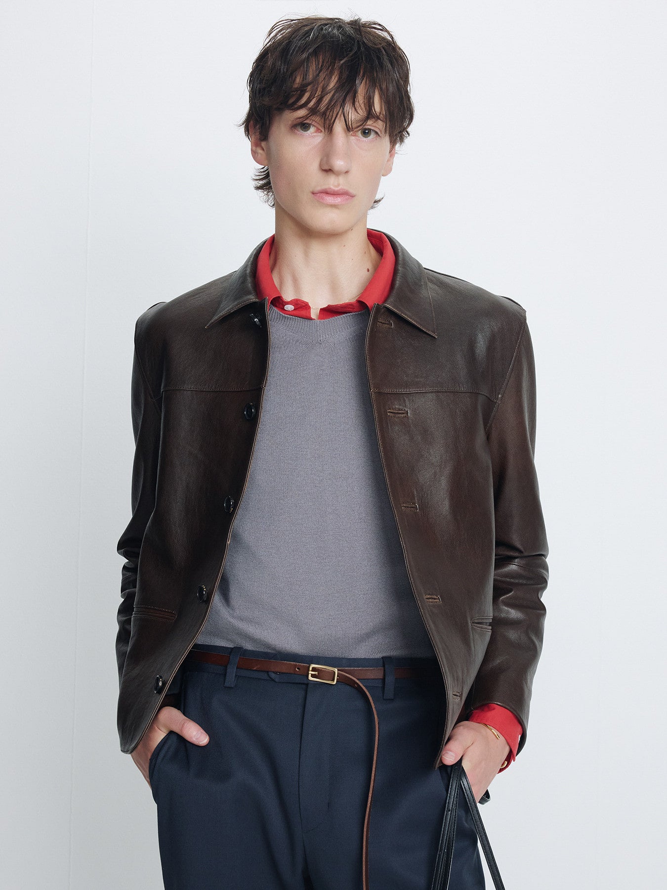 Tonywack - Vegetable Lamb Leather Chore Jacket (Faded Brown) product image 3 | TRAB K-Fashion Australia