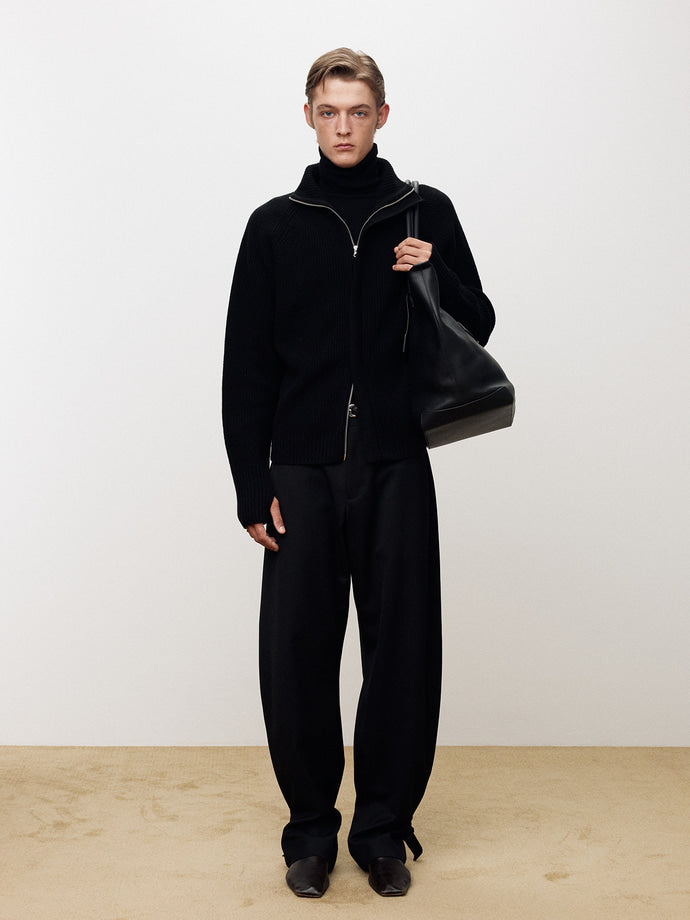 Tonywack - Wool Twill Curved-Leg Strap Trousers (Black) product image 2 | TRAB K-Fashion Australia