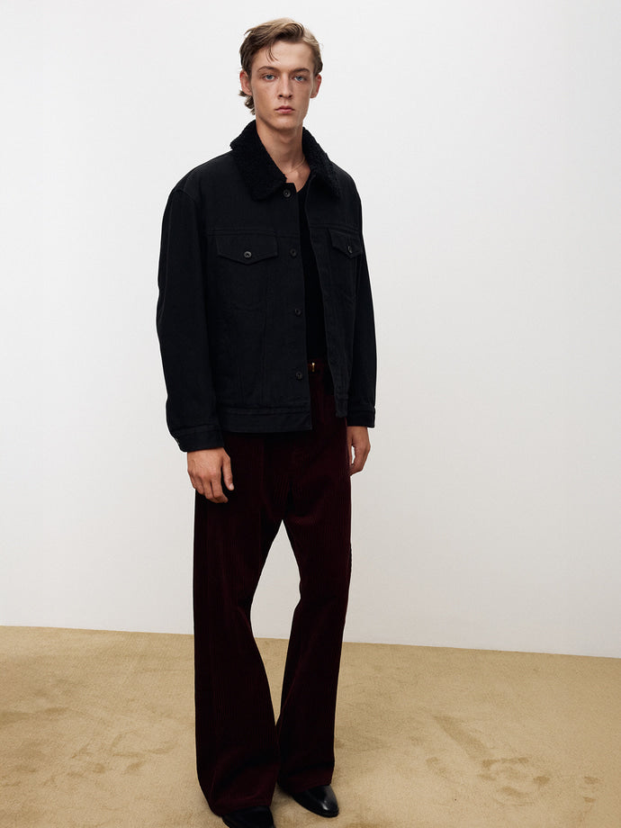 Tonywack - Wool Shearling Collar Denim Jacket (Washed Black) product image 5 | TRAB K-Fashion Australia