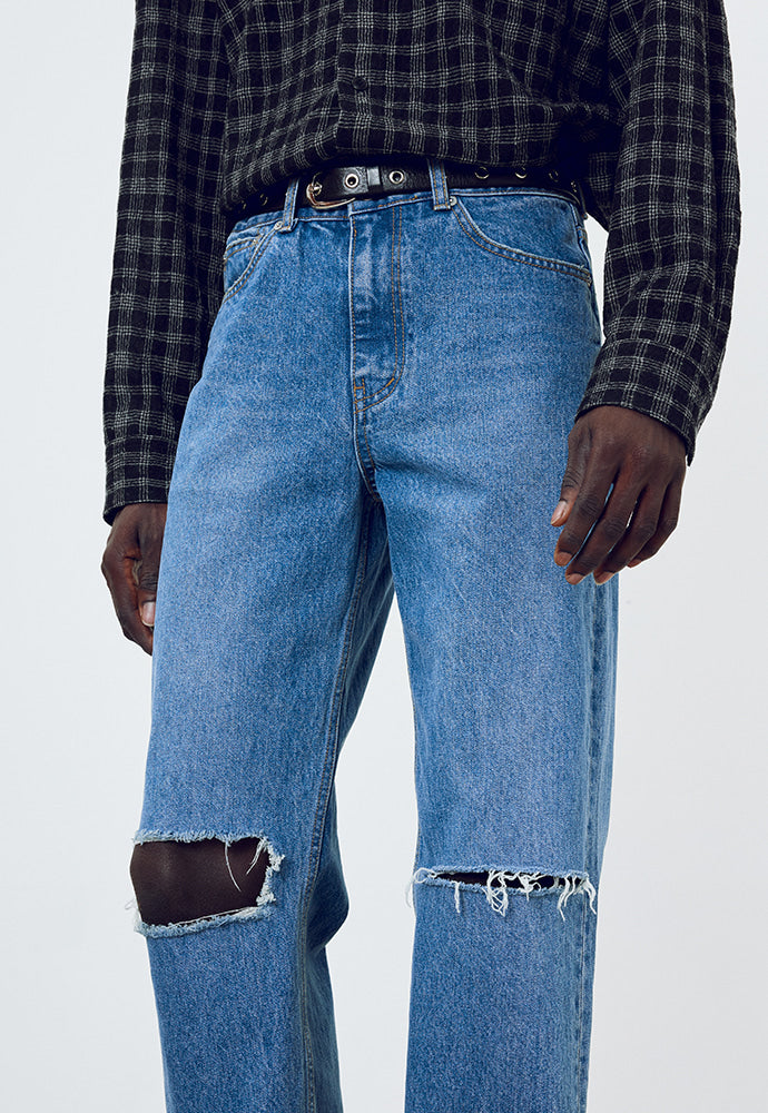 Tonywack - Straight-Leg Distressed Denim Jeans (Mid Blue) product image 6 | TRAB K-Fashion Australia