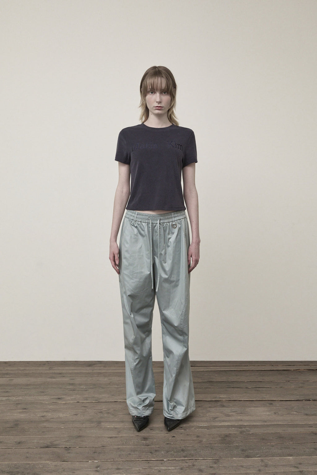 Matin Kim - Logo Point Terry Crop Top (Navy) product image 10 | TRAB K-Fashion Australia