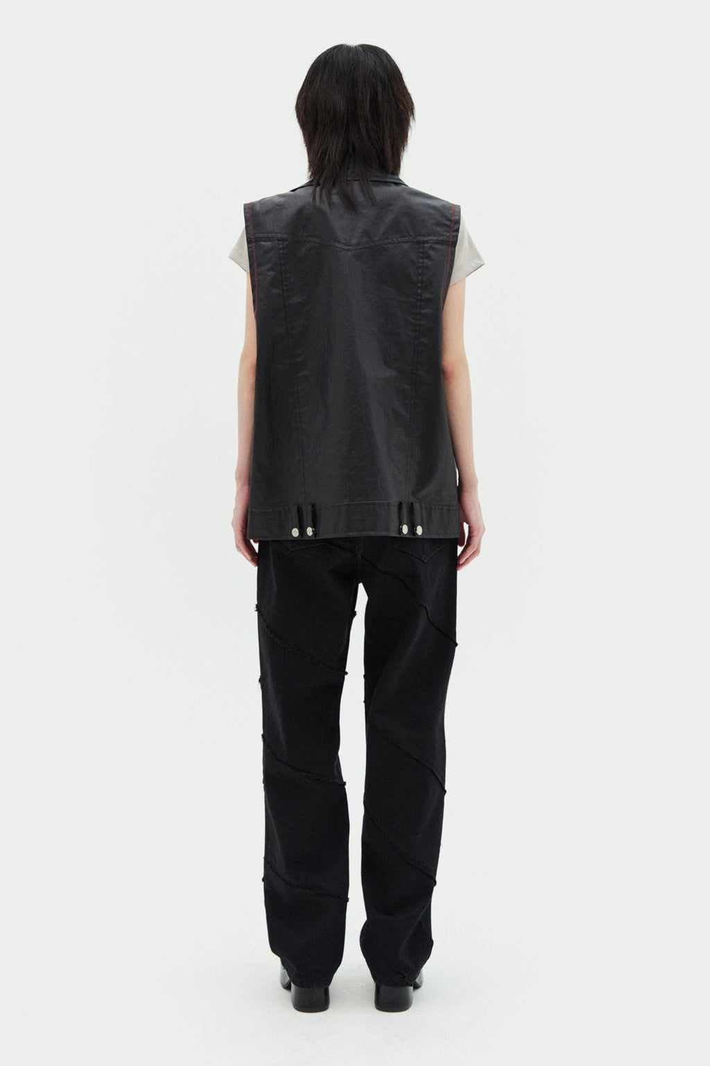 Matin Kim - Leather Like Rider Vest (Black) product image 7 | TRAB K-Fashion Australia