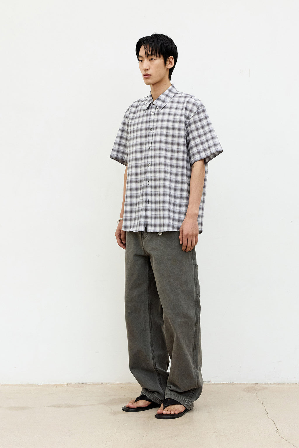 Coor - Ombre Creased Check Half Shirt (Light Blue) product image 3 | TRAB K-Fashion Australia