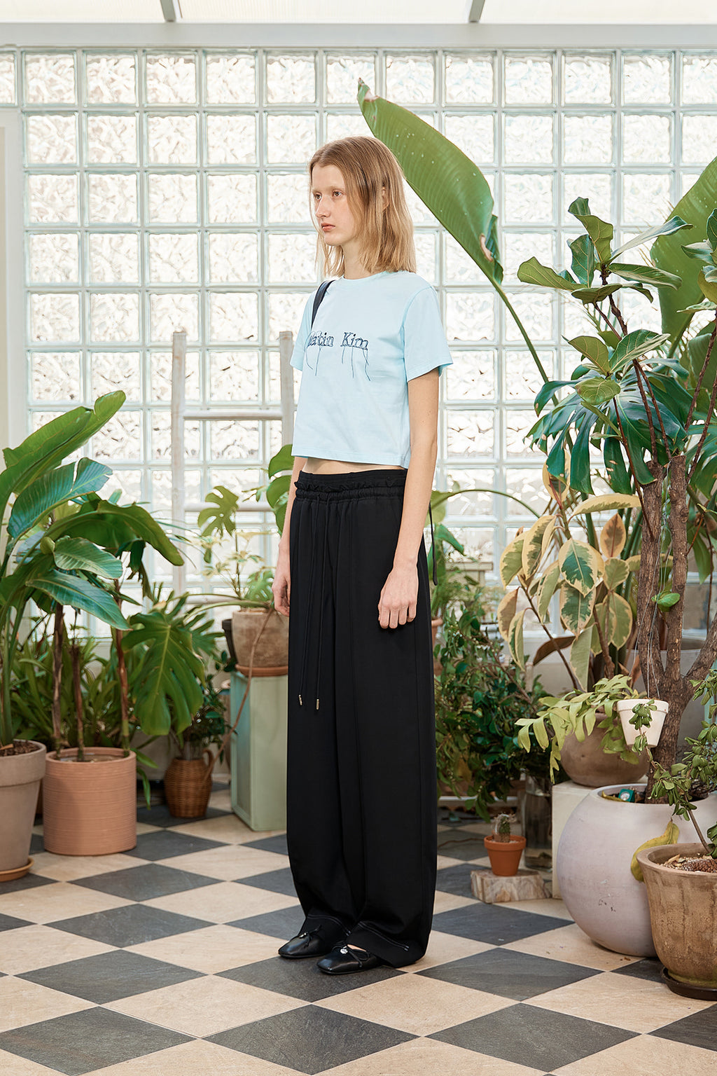 Matin Kim - Logo Thread Point Crop Top (Light Blue) product image 6 | TRAB K-Fashion Australia