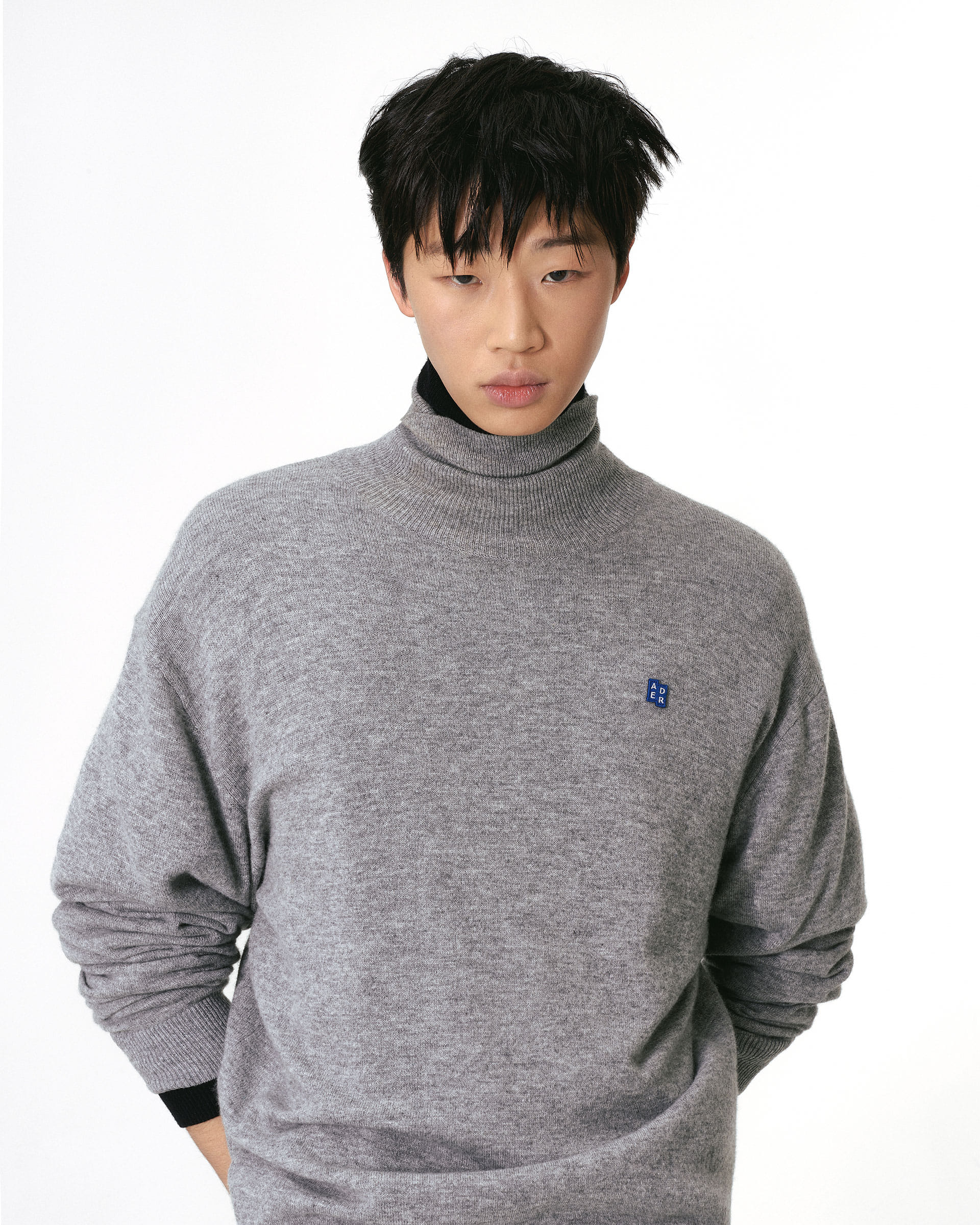 Ader Error - Sig; BL Tag turtleneck knit 01 (Gray) product image 2 | TRAB K-Fashion Australia