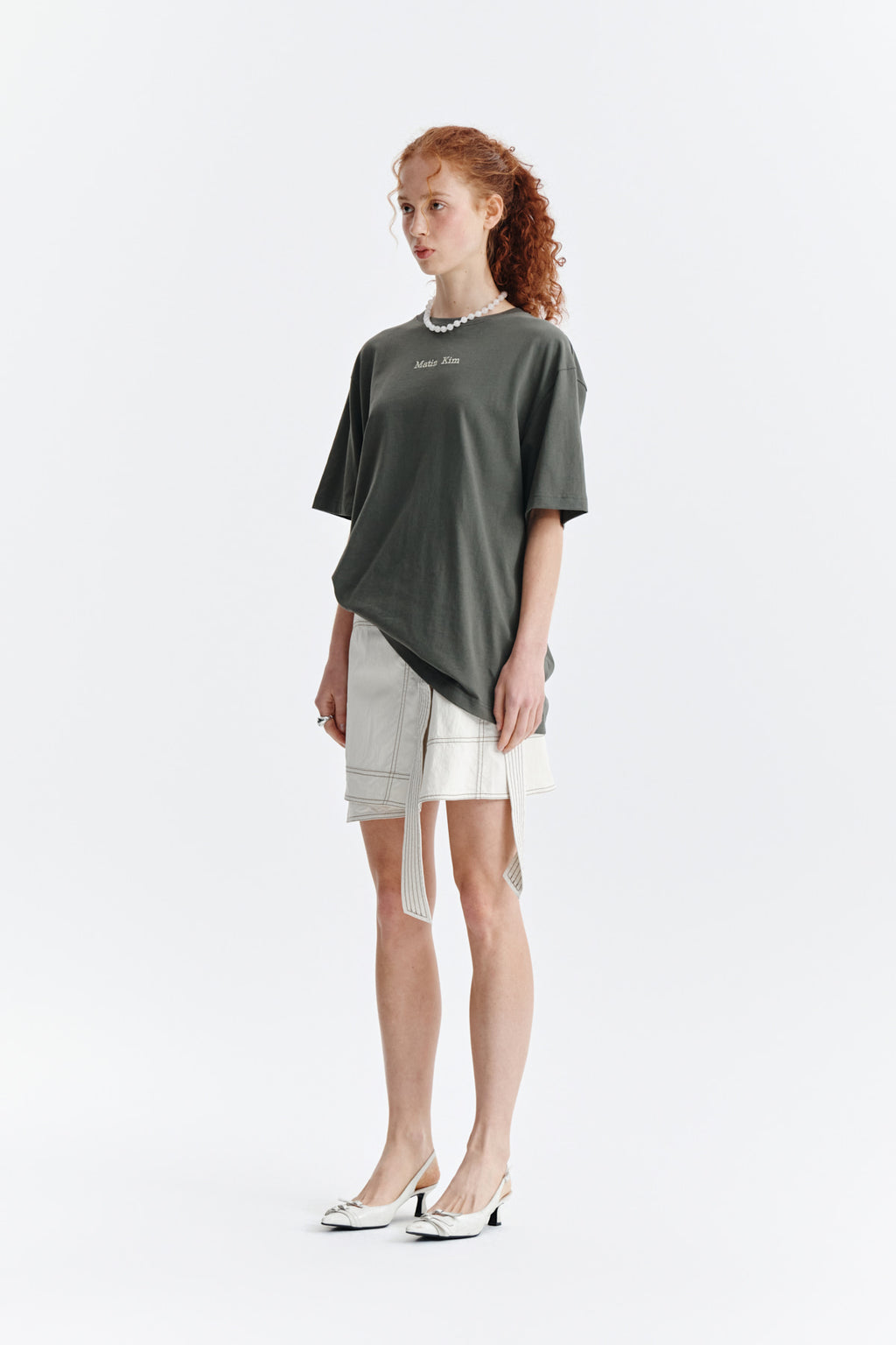 Matin Kim - Embroidery Small Logo Oversize Top (Khaki) product image 6 | TRAB K-Fashion Australia