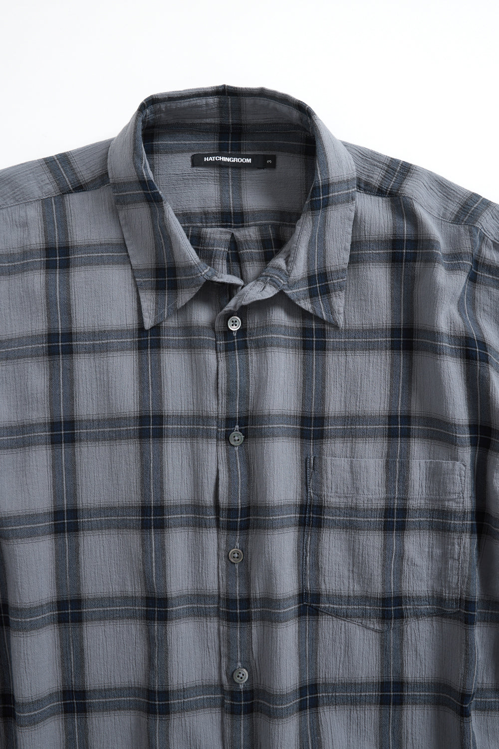 Hatchingroom - Classic Shirt Over Dyed Check (Blue Grey) product image 3 | TRAB K-Fashion Australia
