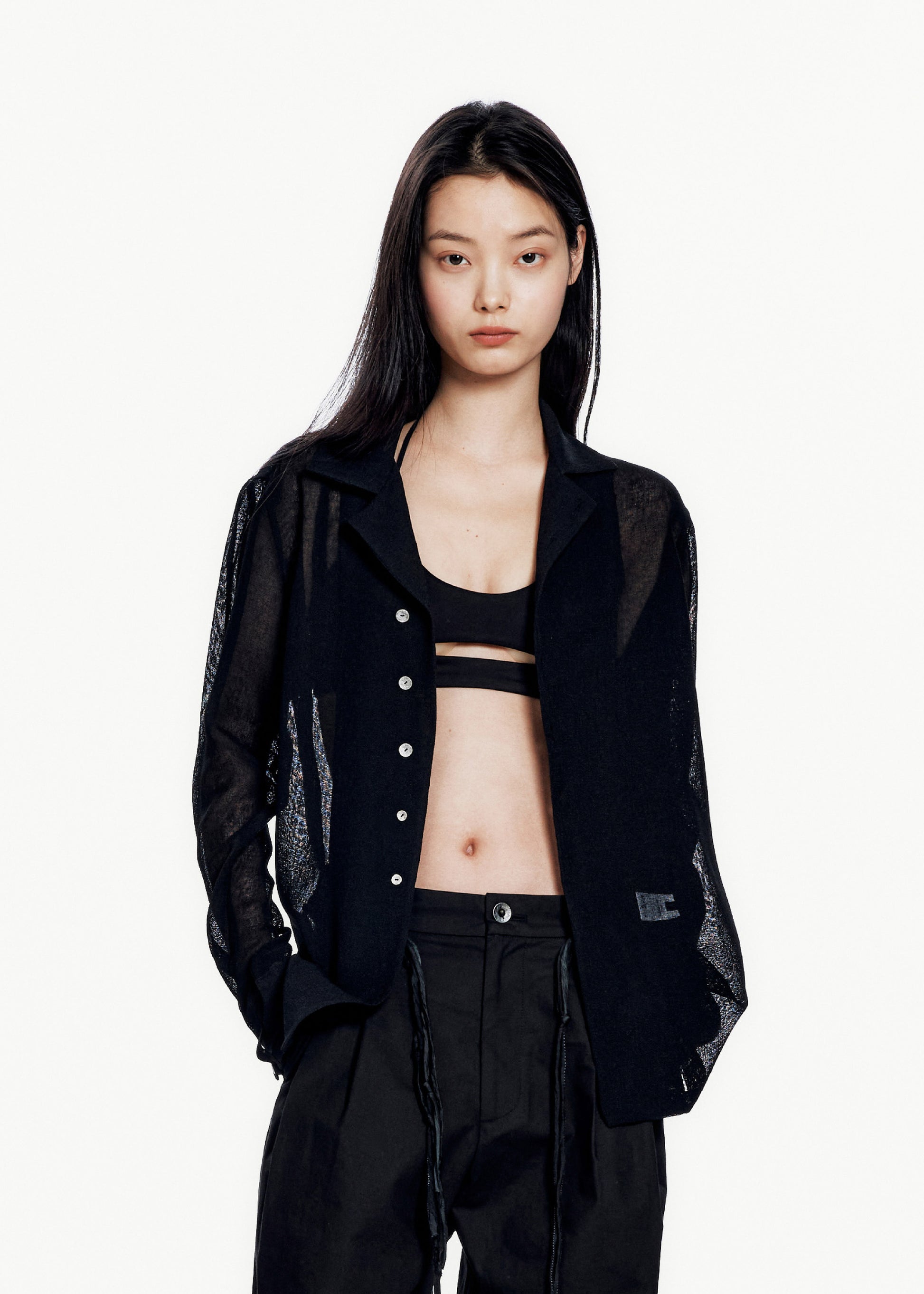 Hyein Seo - Silver Button Shirt (Black) product image 1 | TRAB K-Fashion Australia