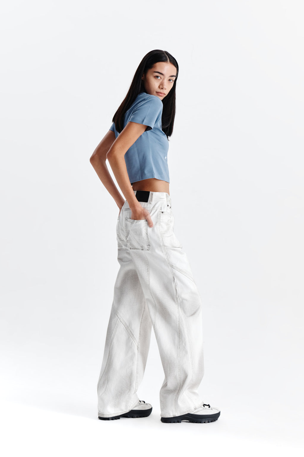 Matin Kim - Dazzle Lettering Crop Top (Blue) product image 9 | TRAB K-Fashion Australia