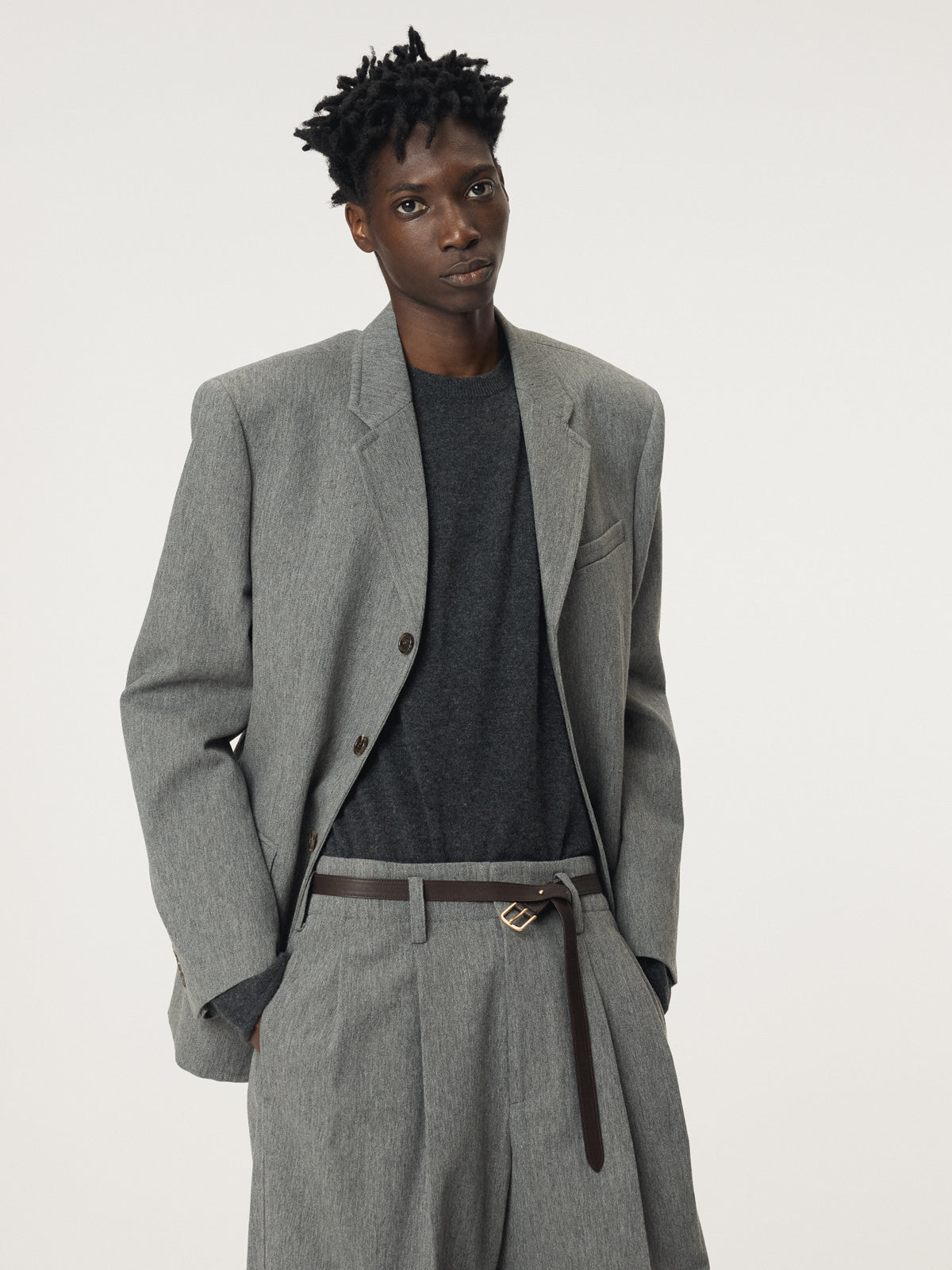 Recto - Shirt Cuffs Detail Knit Top (Charcoal Grey) product image 7 | TRAB K-Fashion Australia