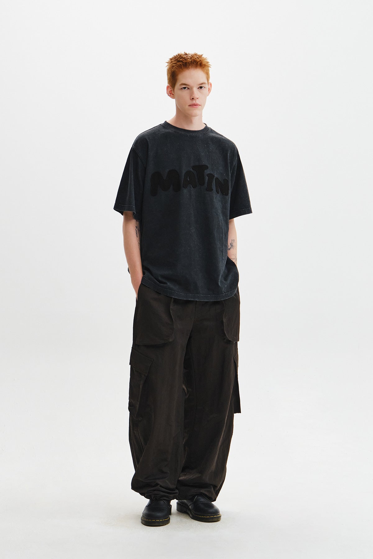 Matin Kim - Waffle Applique Logo Top (Charcoal) product image 12 | TRAB K-Fashion Australia