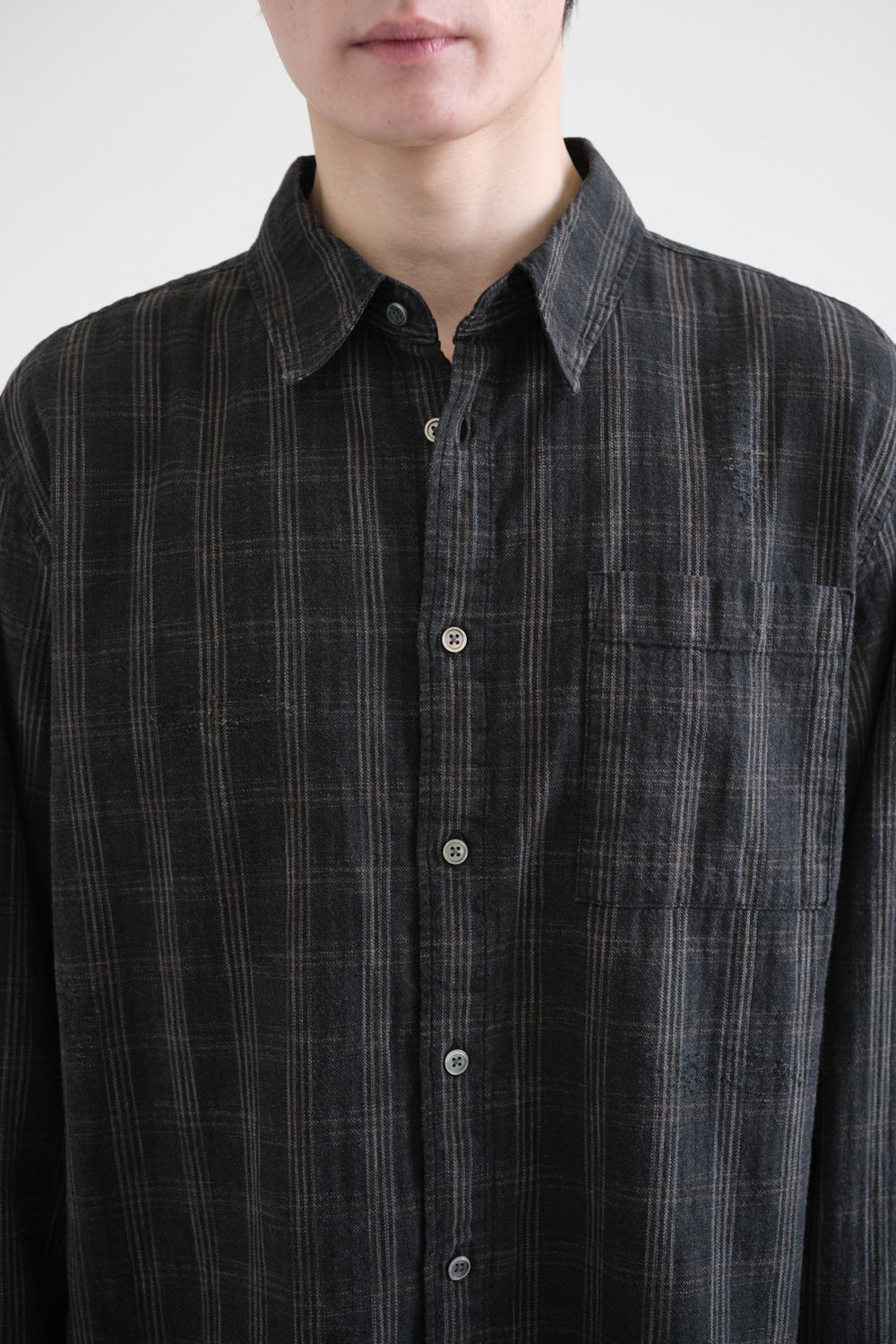 Hatchingroom - Museum Shirt Herringbone Check (Over Dyed Charcoal) product image 6 | TRAB K-Fashion Australia