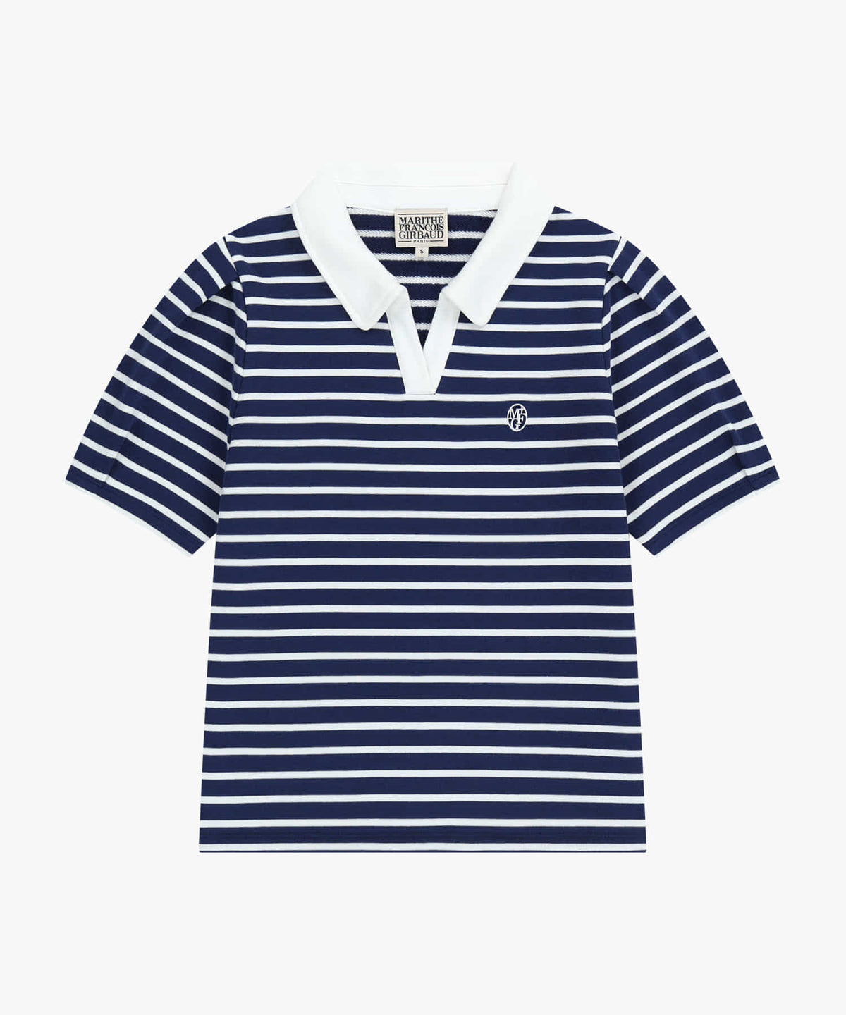 Marithe & Francois Girbaud - Collar Stripe Half Sleeve Crop Sweatshirt (Blue) product image 6 | TRAB K-Fashion Australia