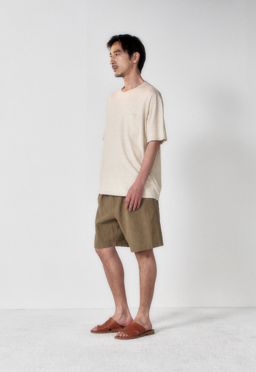 Art if acts - Washed Linen Two Tuck Shorts (Khaki Beige) product image 3 | TRAB K-Fashion Australia