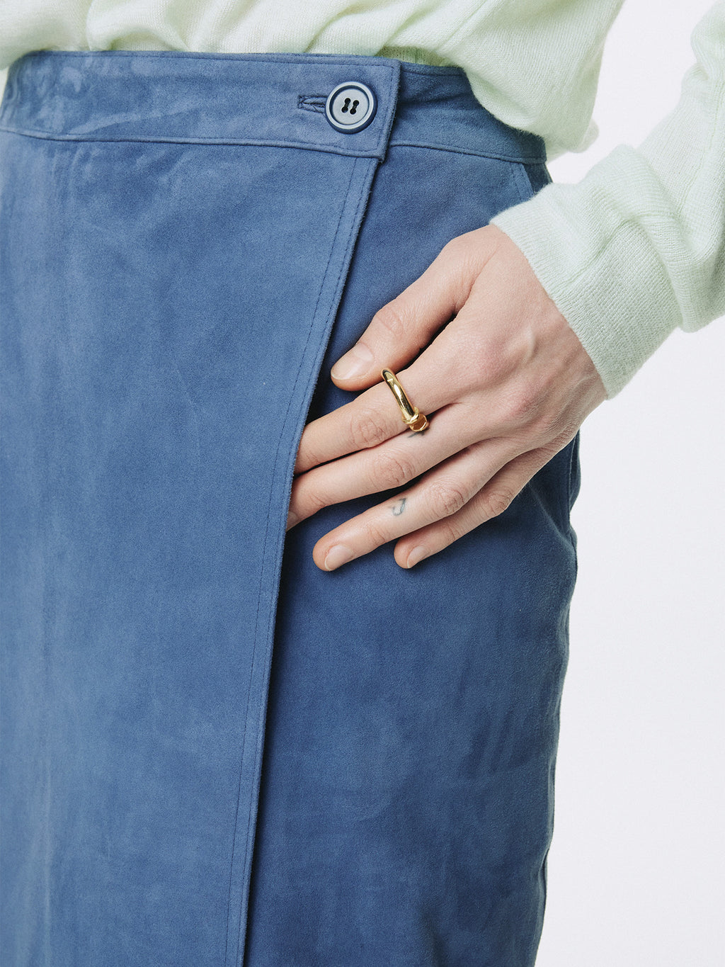 Tonywack - Goat Suede Wrap Skirt (Mid Blue) product image 7 | TRAB K-Fashion Australia