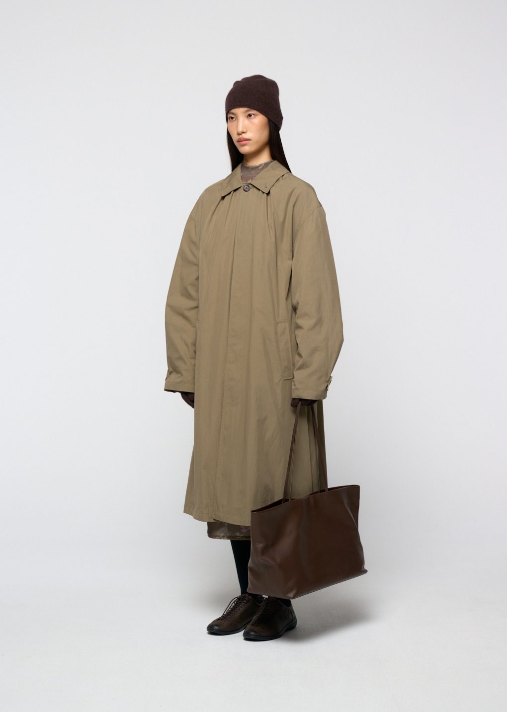 Amomento - Cotton nylon shirring coat (Khaki) product image 21 | TRAB K-Fashion Australia