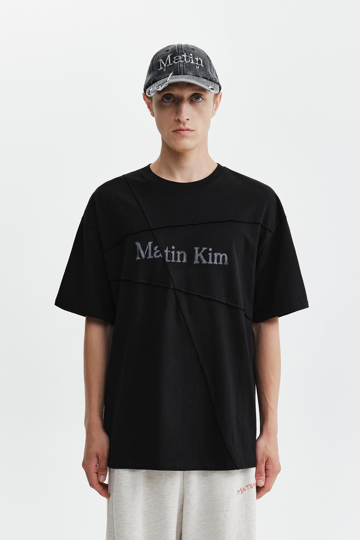 Matin Kim - Diagonal Cut Logo Top (Black) product image 11 | TRAB K-Fashion Australia