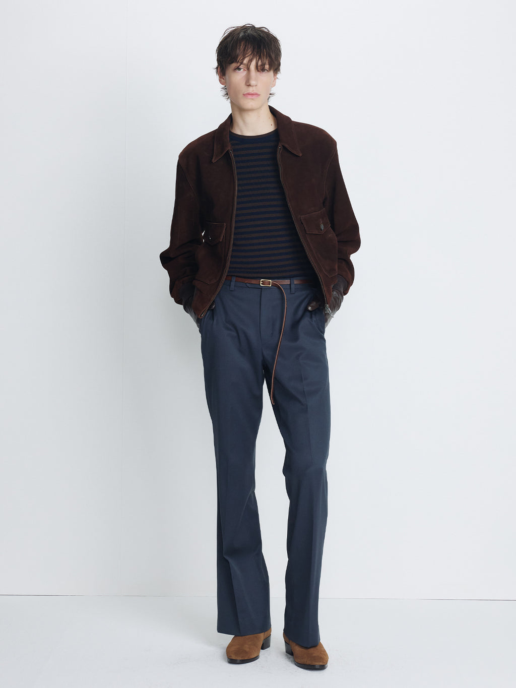 Tonywack - Split Suede Patch Pocket Blouson (Deep Brown) product image 3 | TRAB K-Fashion Australia