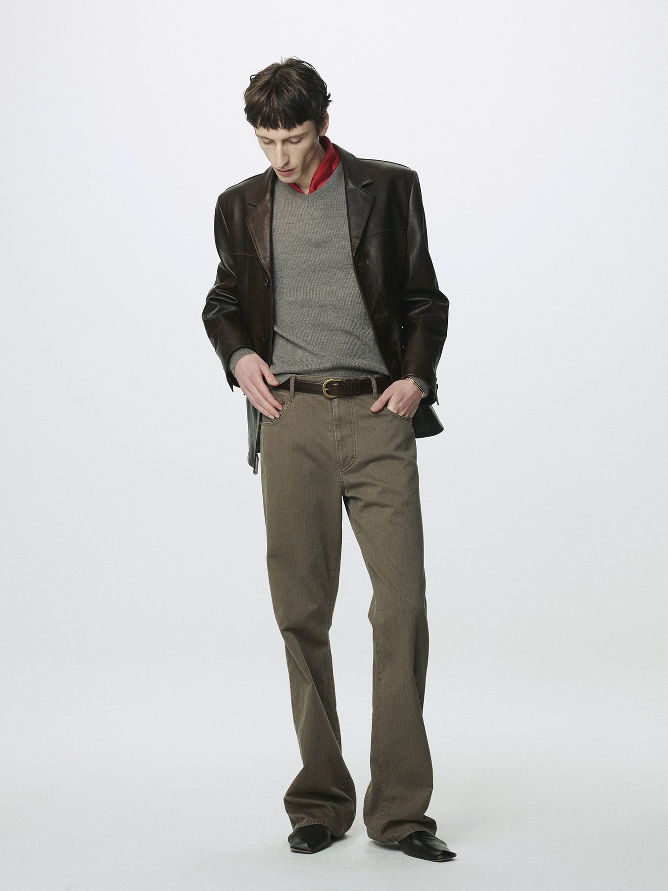 Tonywack - Vegetable Lamb Leather Blazer Jacket (Brown) product image 10 | TRAB K-Fashion Australia