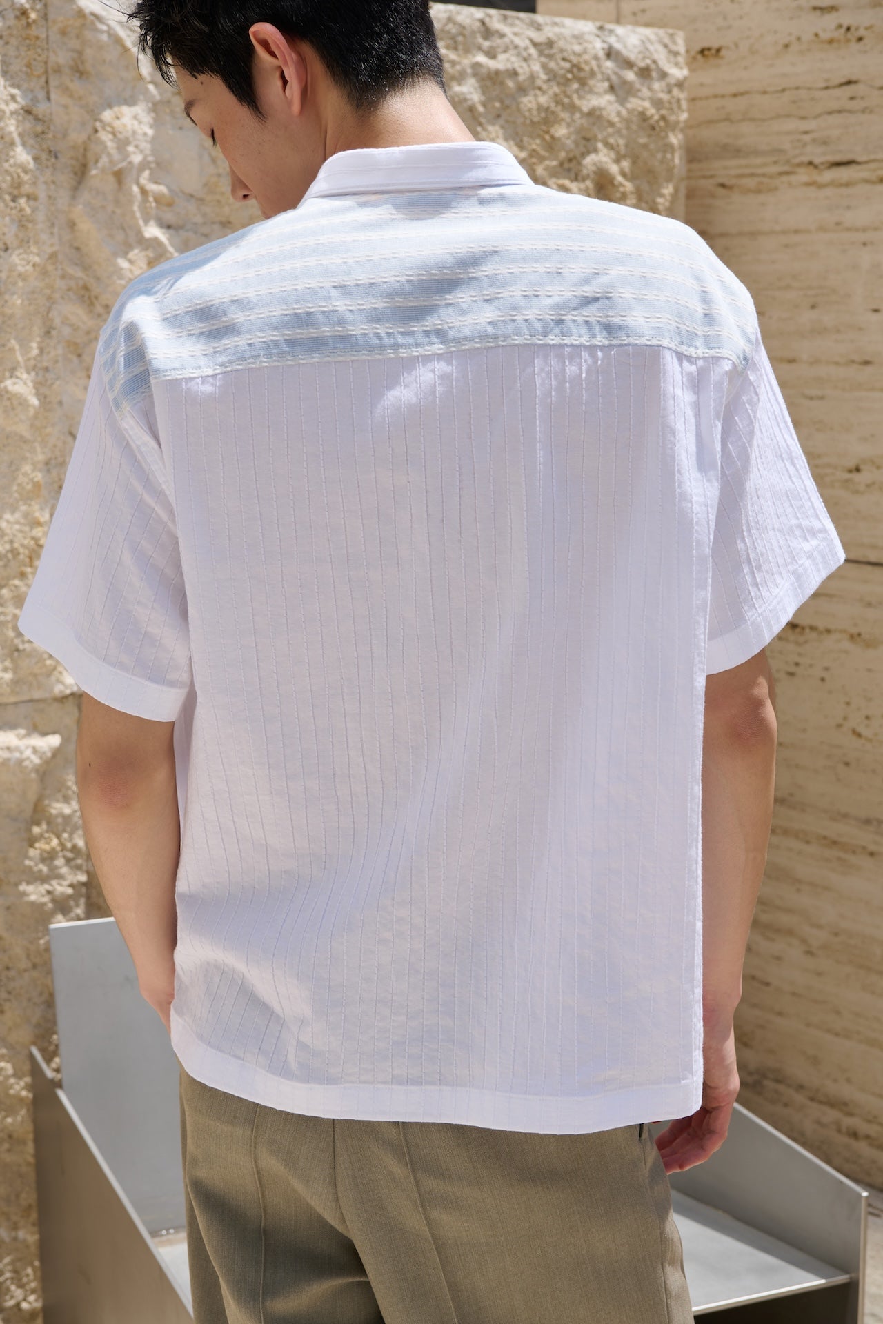 STU - Stripe Panel Shirt (White) product image 5 | TRAB K-Fashion Australia