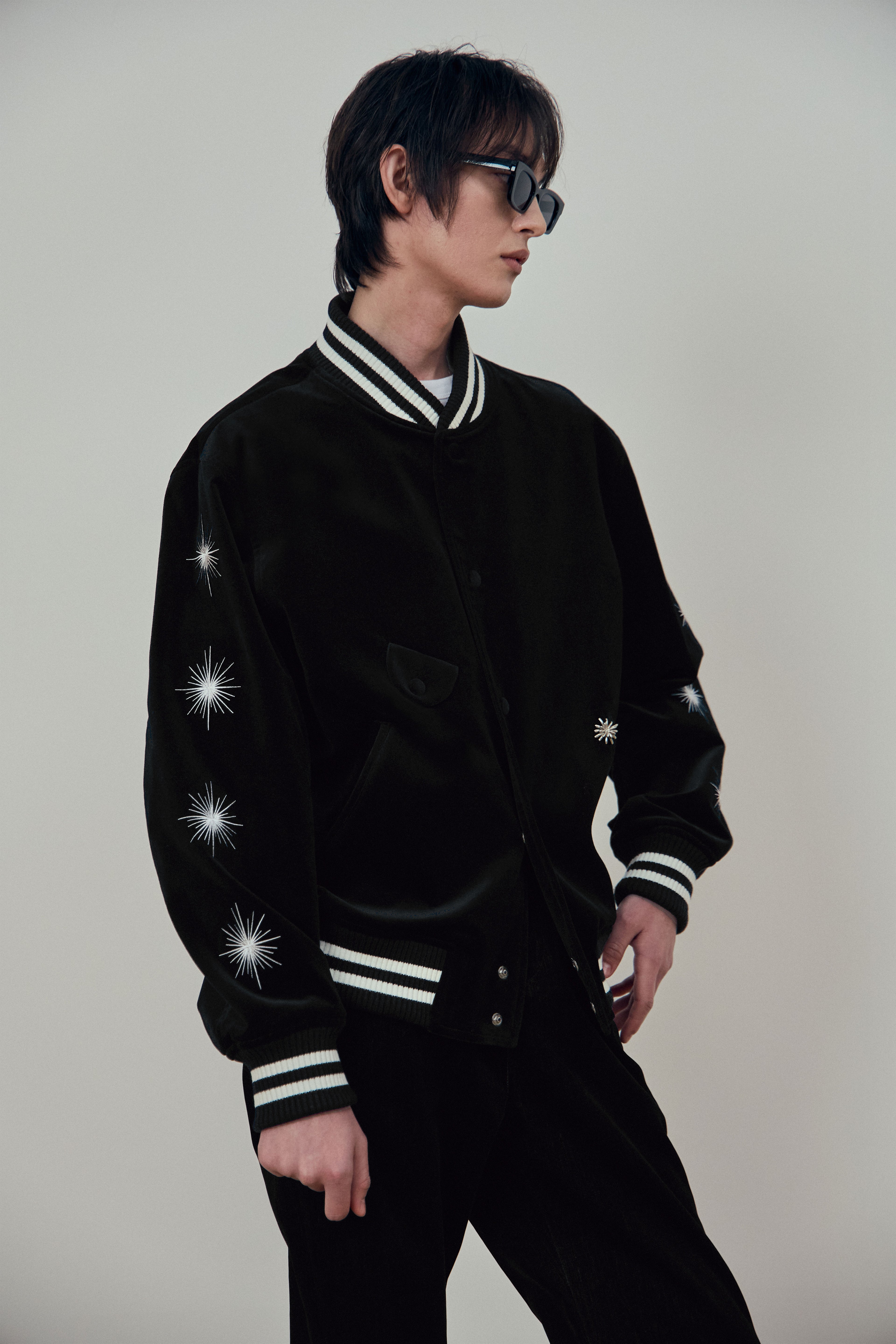 Stu - Embroidery Velvet Varsity (Black) product image 6 | TRAB K-Fashion Australia