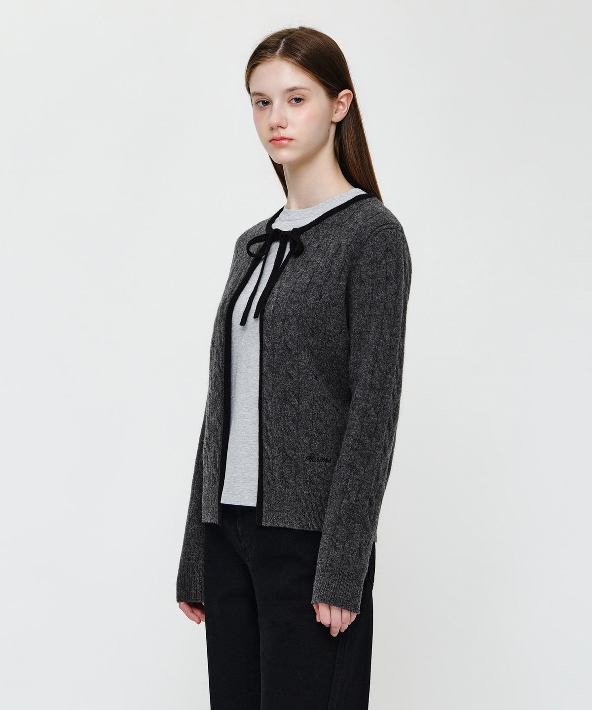 Marithe & Francois Girbaud - Ribbon Cardigan (Charcoal) product image 2 | TRAB K-Fashion Australia
