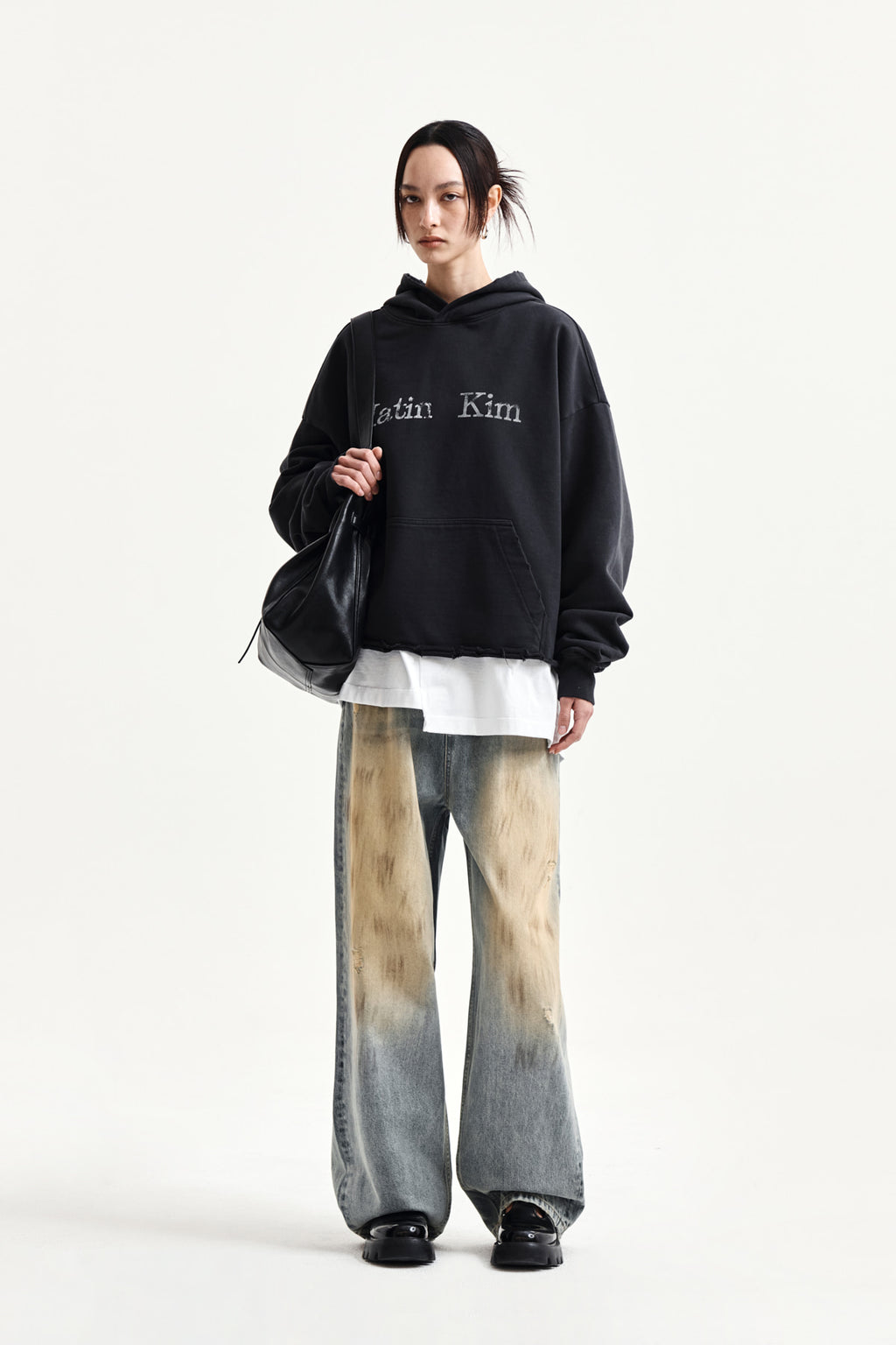Matin Kim - Raw Edge Hem Sweat Hoody (Charcoal) product image 9 | TRAB K-Fashion Australia
