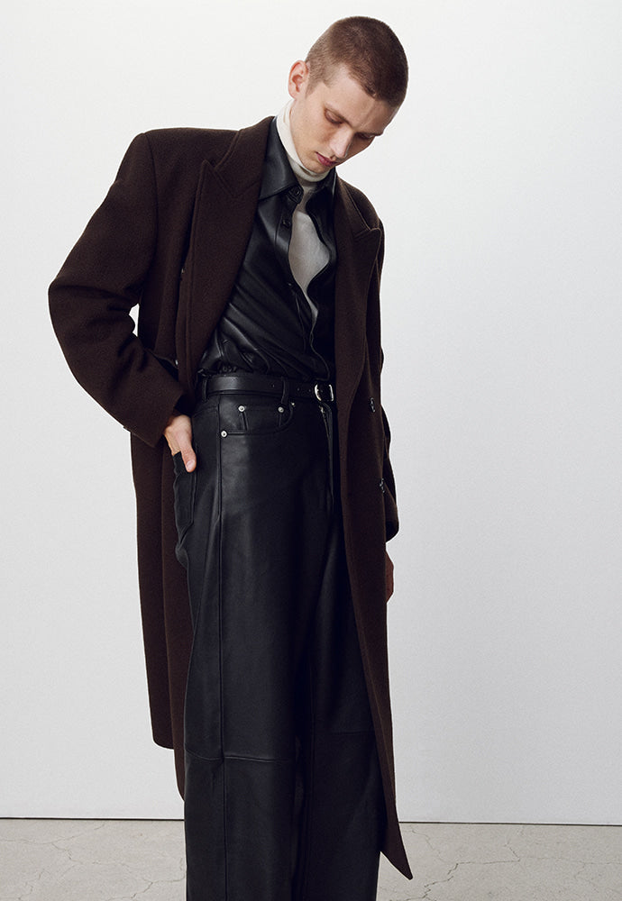 Tonywack - Textured Wool And Cashmere Double-Breasted Coat (Dark Brown) product image 6 | TRAB K-Fashion Australia